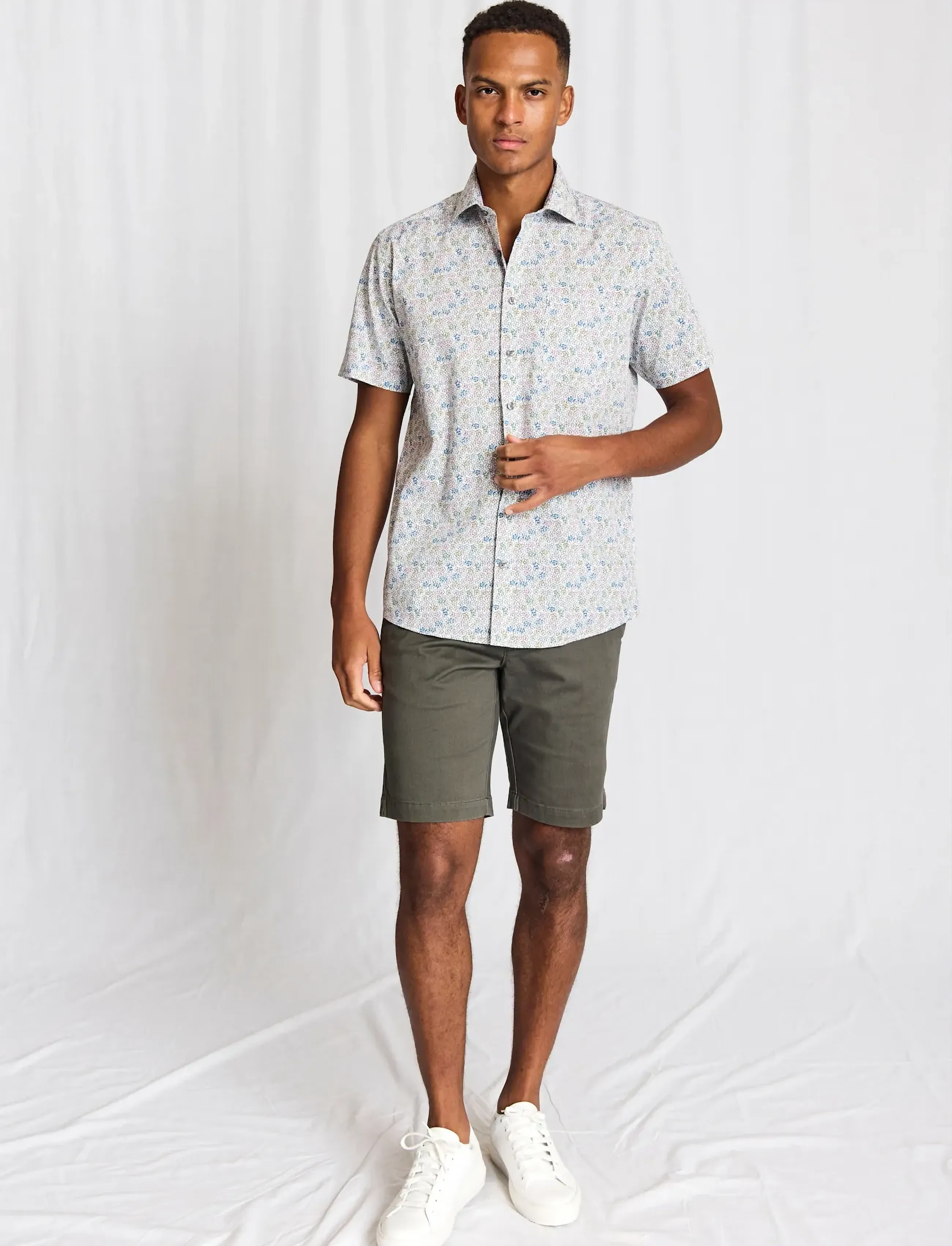 Bruun & Stengade - BS Luka Modern Fit Shirt - lühikeste varrukatega särgid - white - 4