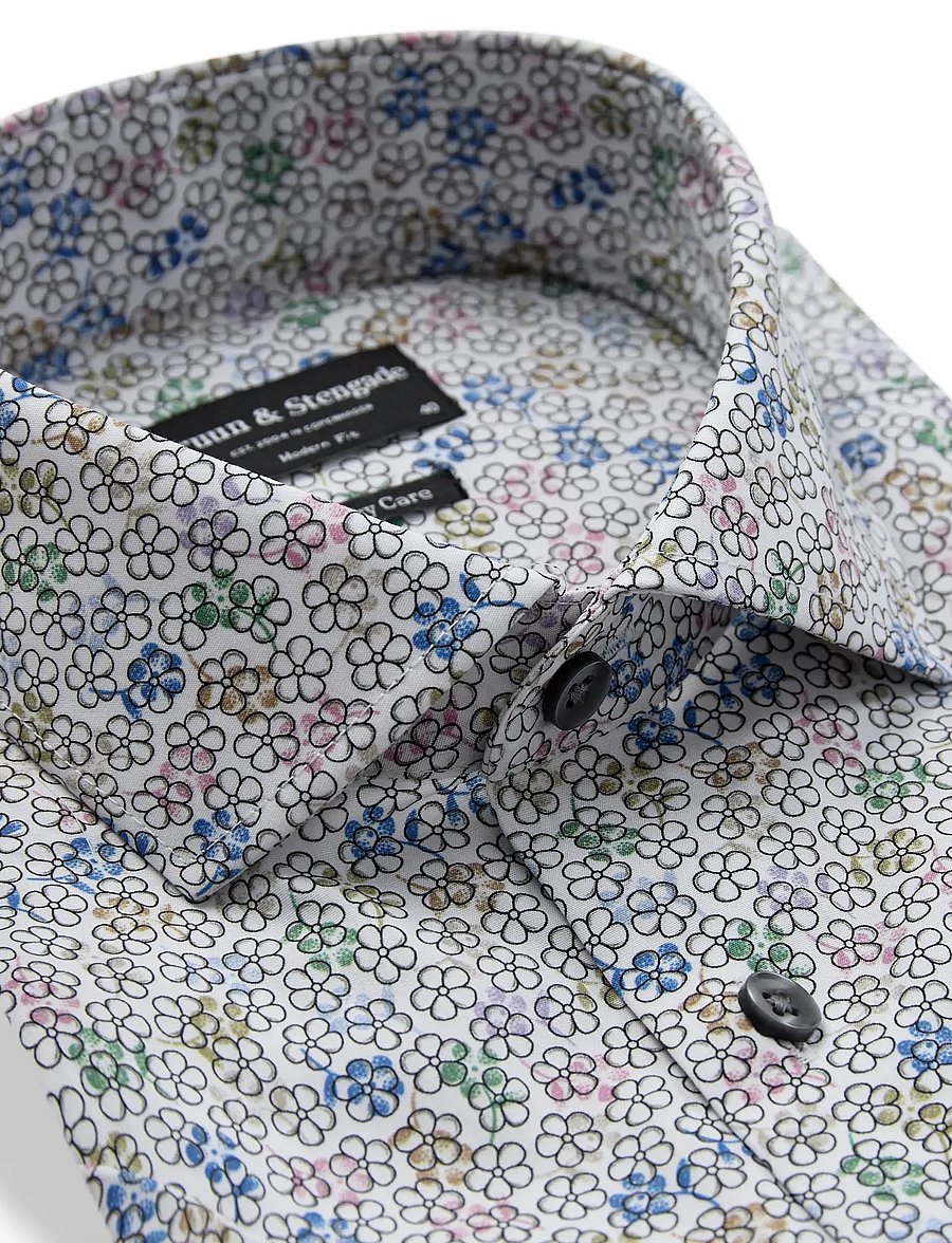 Bruun & Stengade - BS Luka Modern Fit Shirt - lühikeste varrukatega särgid - white - 5
