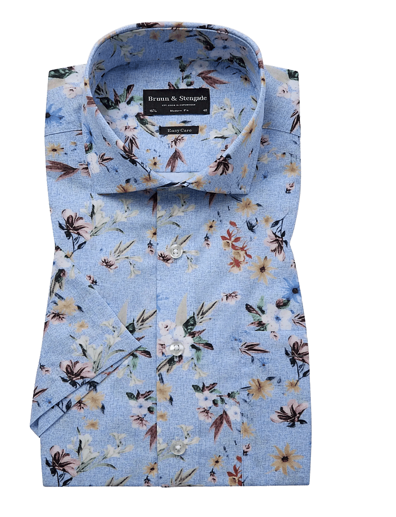 Bruun & Stengade - BS Manuel Modern Fit Shirt - kortærmede skjorter - light blue - 1