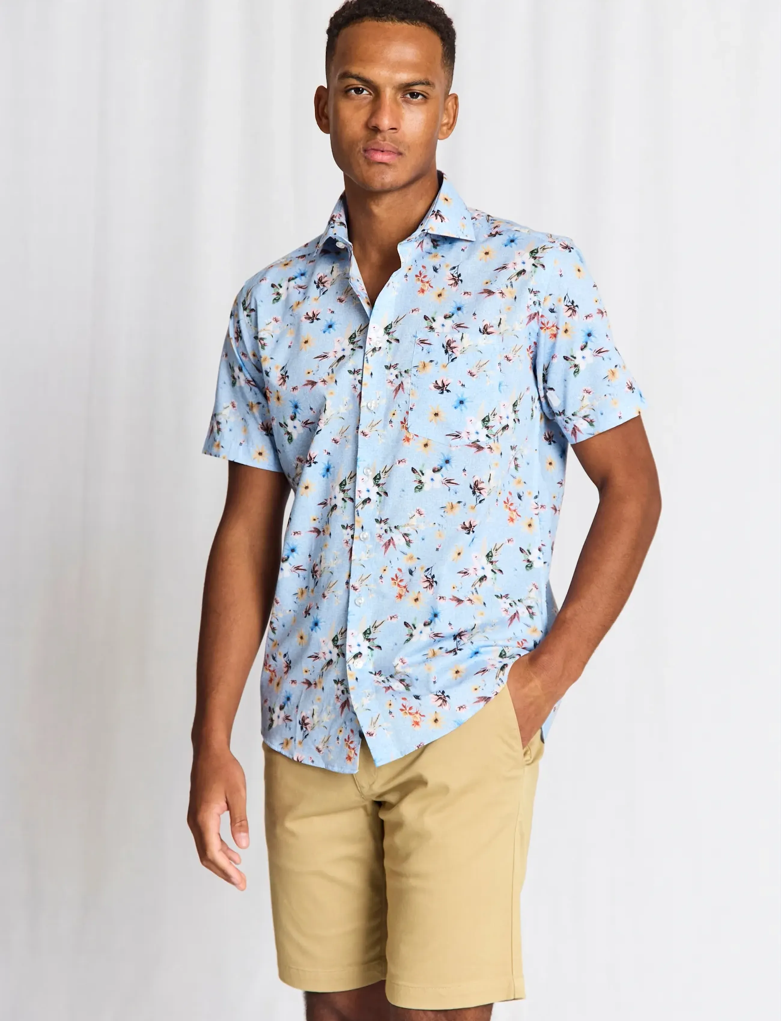 Bruun & Stengade BS Manuel Modern Fit Shirt - Visa allt - LIGHT BLUE / blue