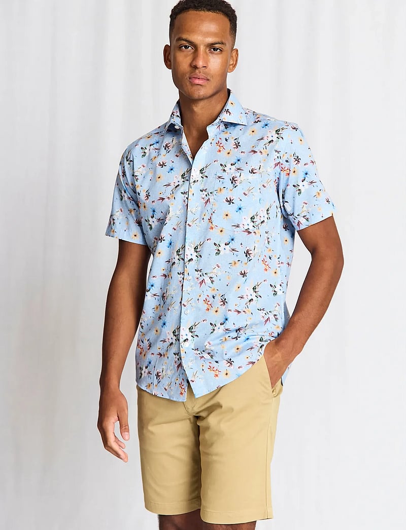 Bruun & Stengade - BS Manuel Modern Fit Shirt - kortærmede skjorter - light blue - 0