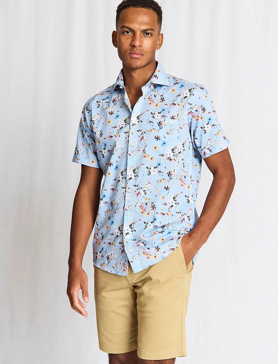 Bruun & Stengade - BS Manuel Modern Fit Shirt - lühikeste varrukatega särgid - light blue - 0