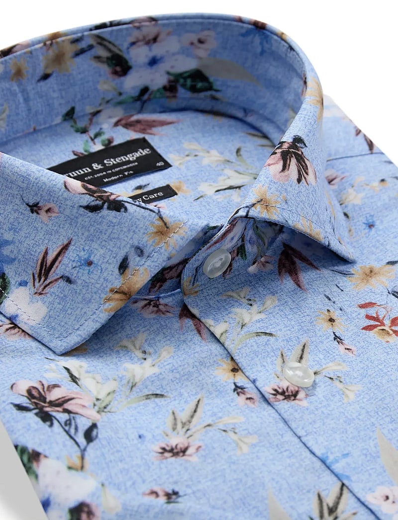 Bruun & Stengade - BS Manuel Modern Fit Shirt - kortærmede skjorter - light blue - 3