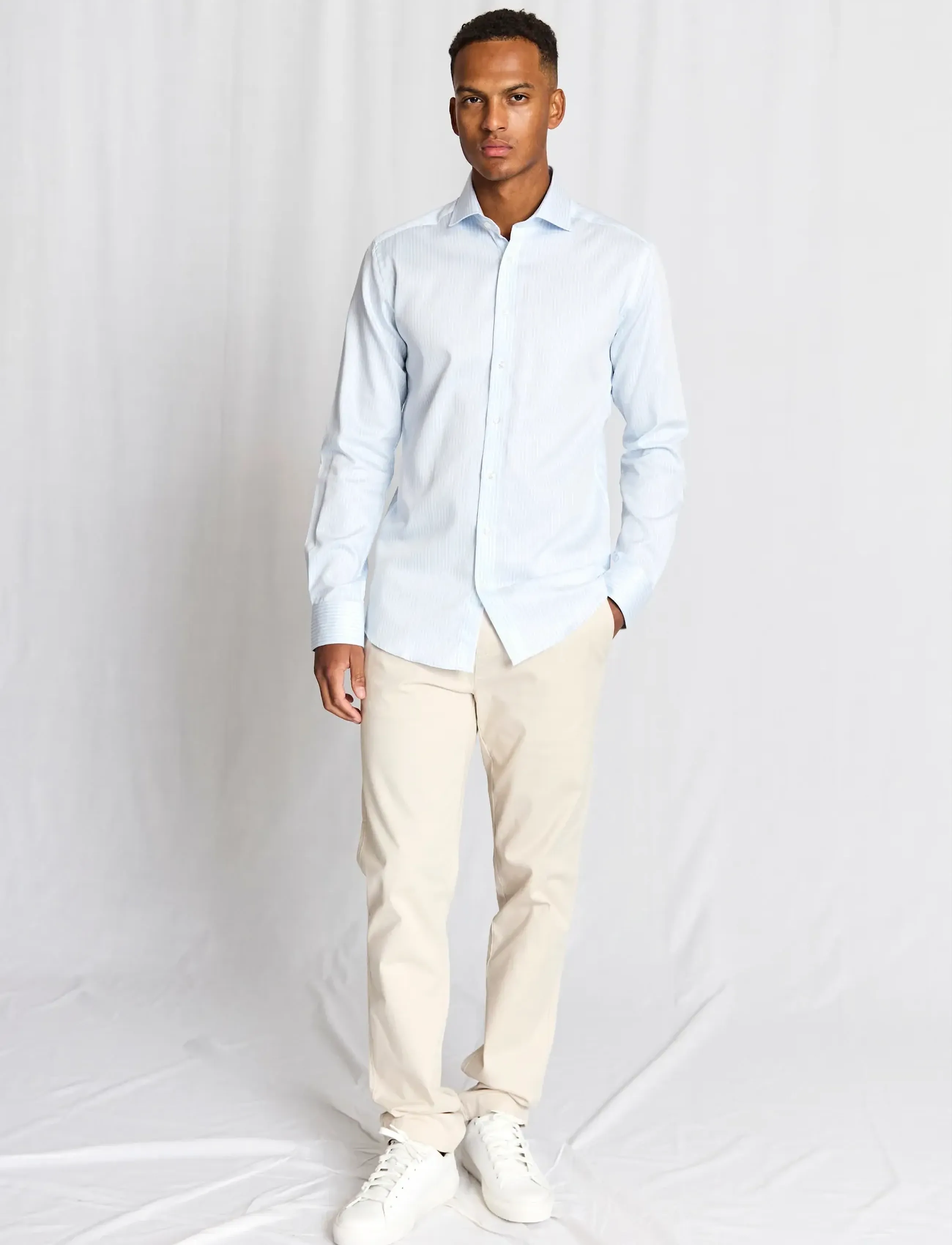 Bruun & Stengade BS Borko Slim Fit Shirt - Kollektioner - LIGHT BLUE/WHITE / blue