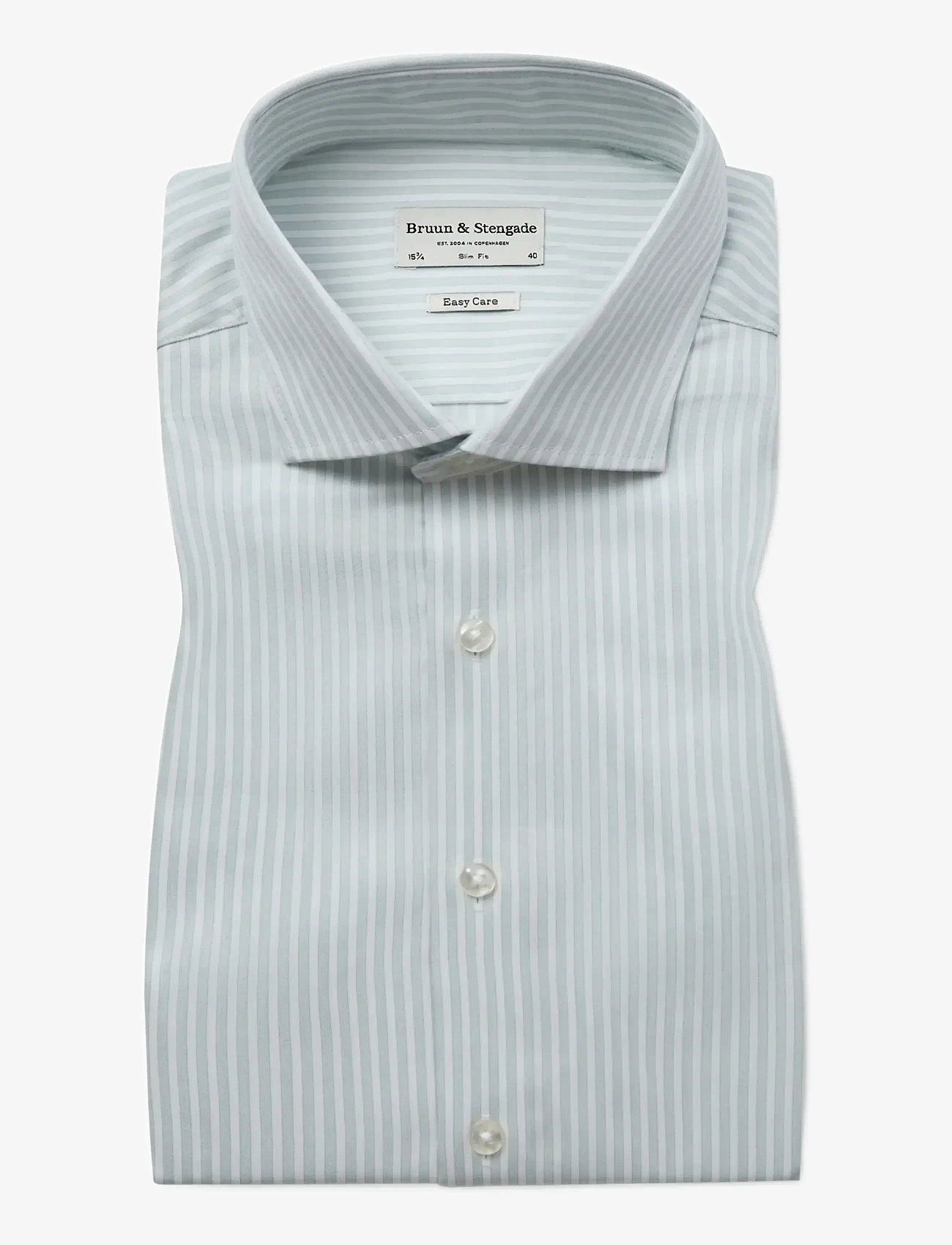 Bruun & Stengade - BS Ignacio Slim Fit Shirt - stribede skjorter - light green/white - 1