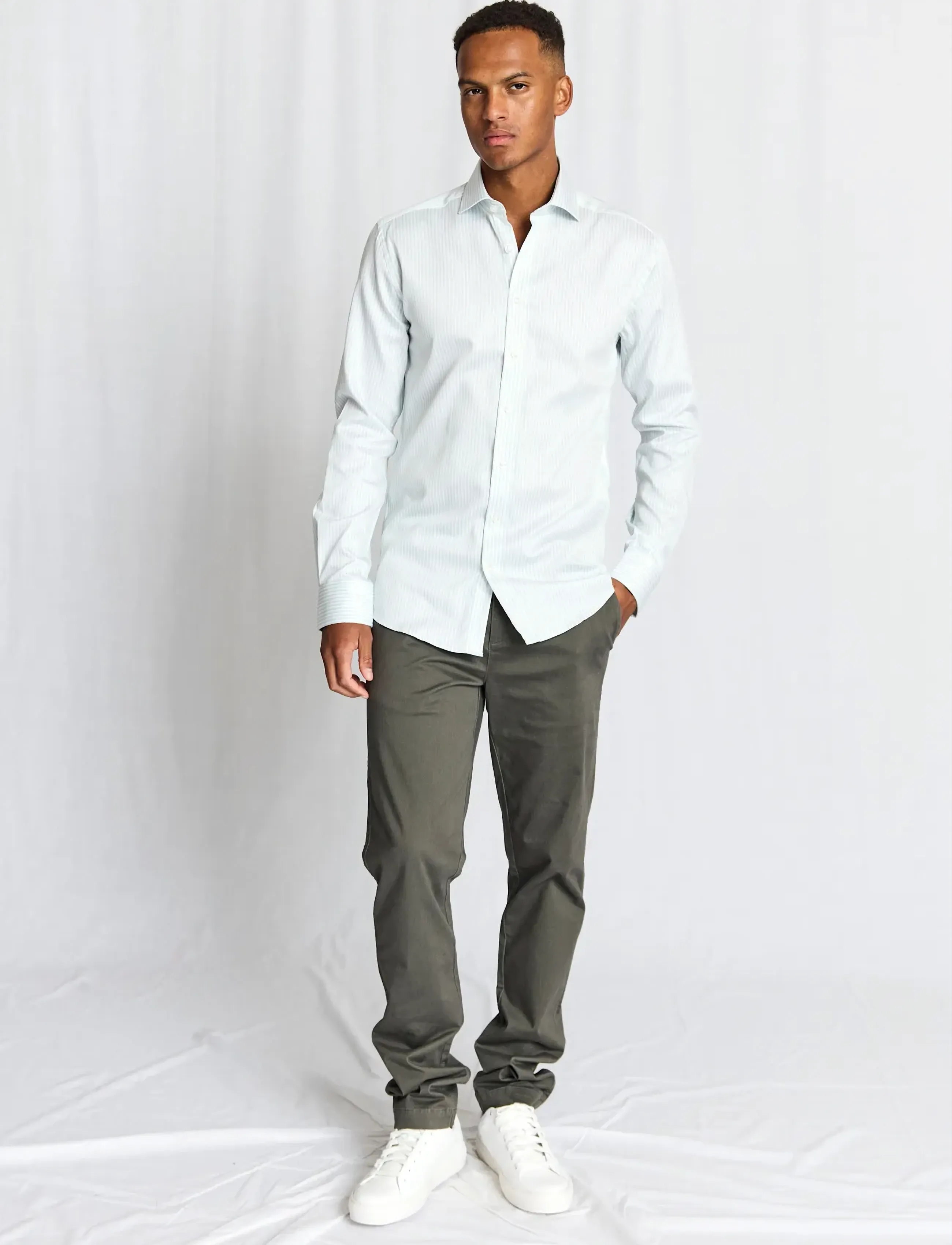 Bruun & Stengade BS Ignacio Slim Fit Shirt - Formelle skjorter - LIGHT GREEN/WHITE / multi