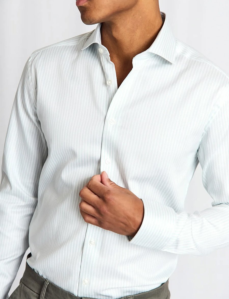 Bruun & Stengade - BS Ignacio Slim Fit Shirt - gestreifte hemden - light green/white - 3