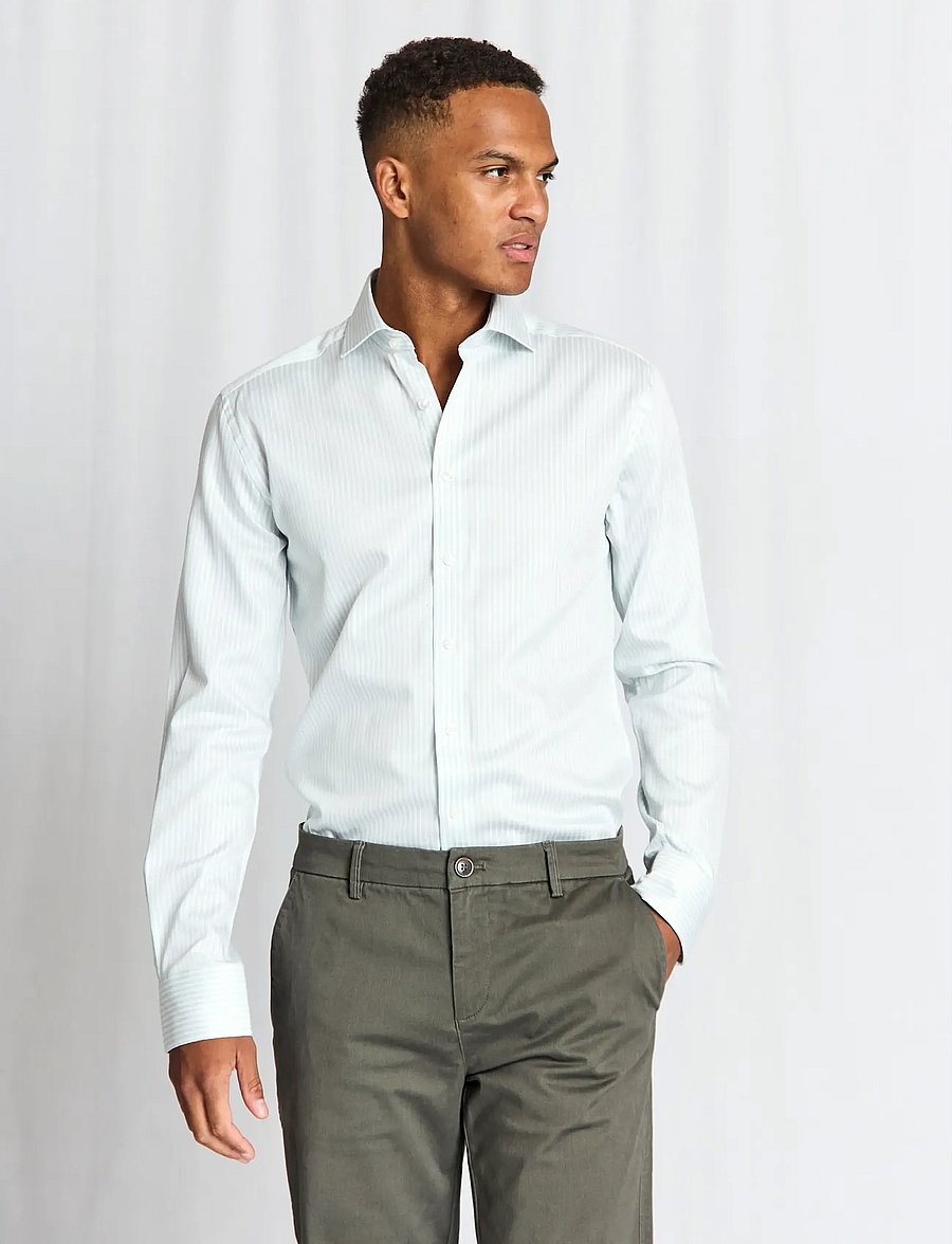 Bruun & Stengade - BS Ignacio Slim Fit Shirt - gestreifte hemden - light green/white - 4