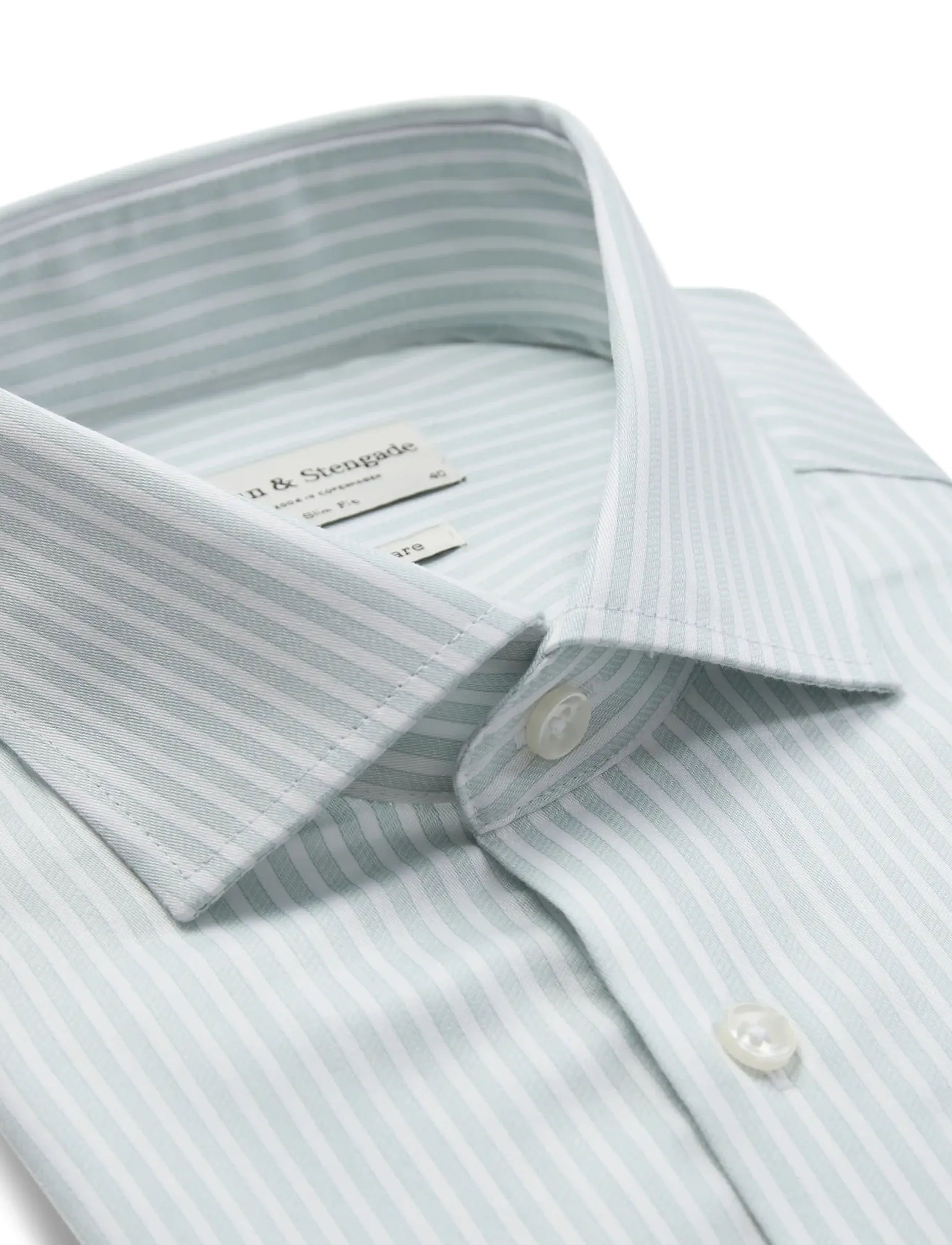 Bruun & Stengade - BS Ignacio Slim Fit Shirt - gestreifte hemden - light green/white - 5