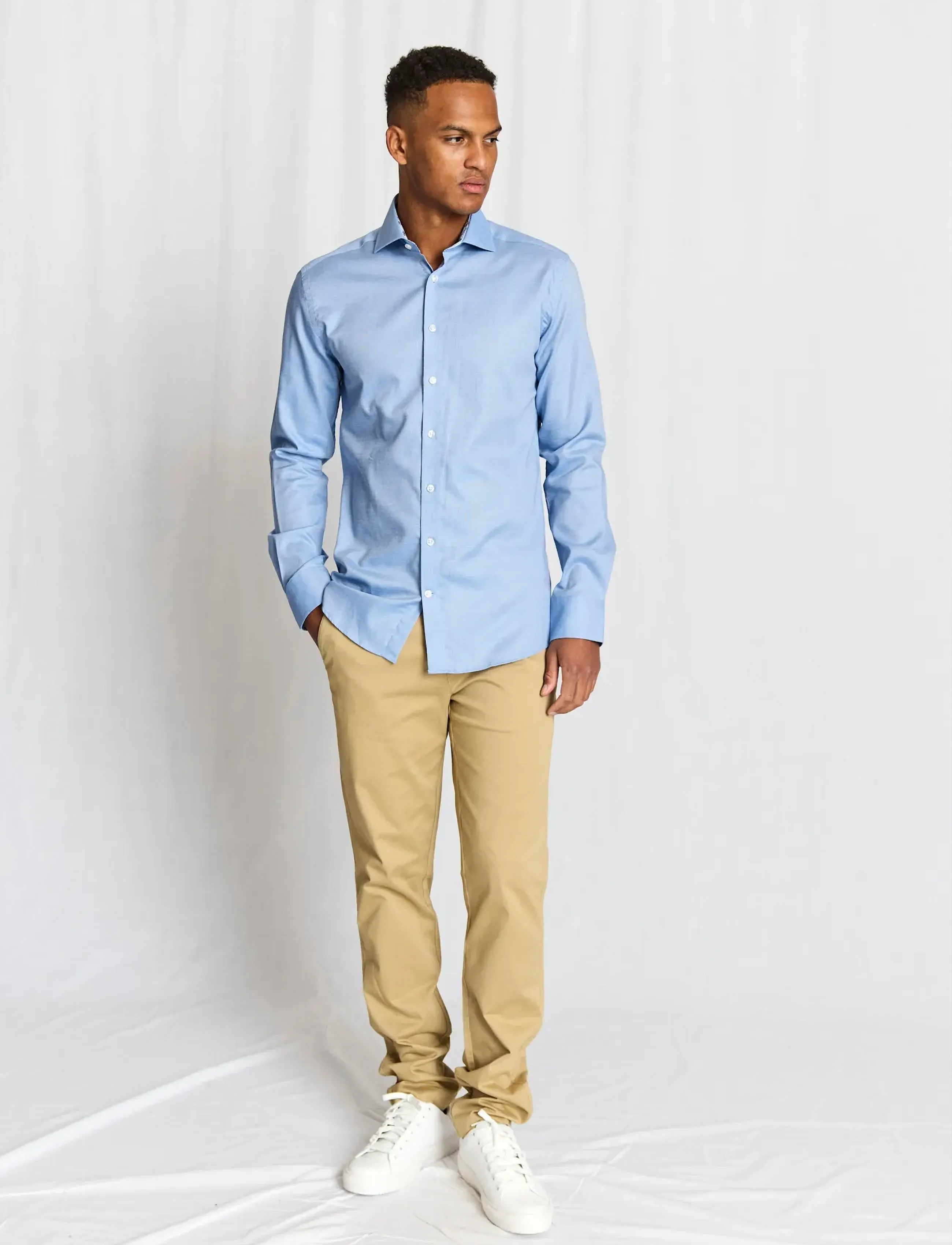 Bruun & Stengade Bs Duarte Slim Fit Shirt, 41, Blue, Skjorter > Business Shirts, Herre