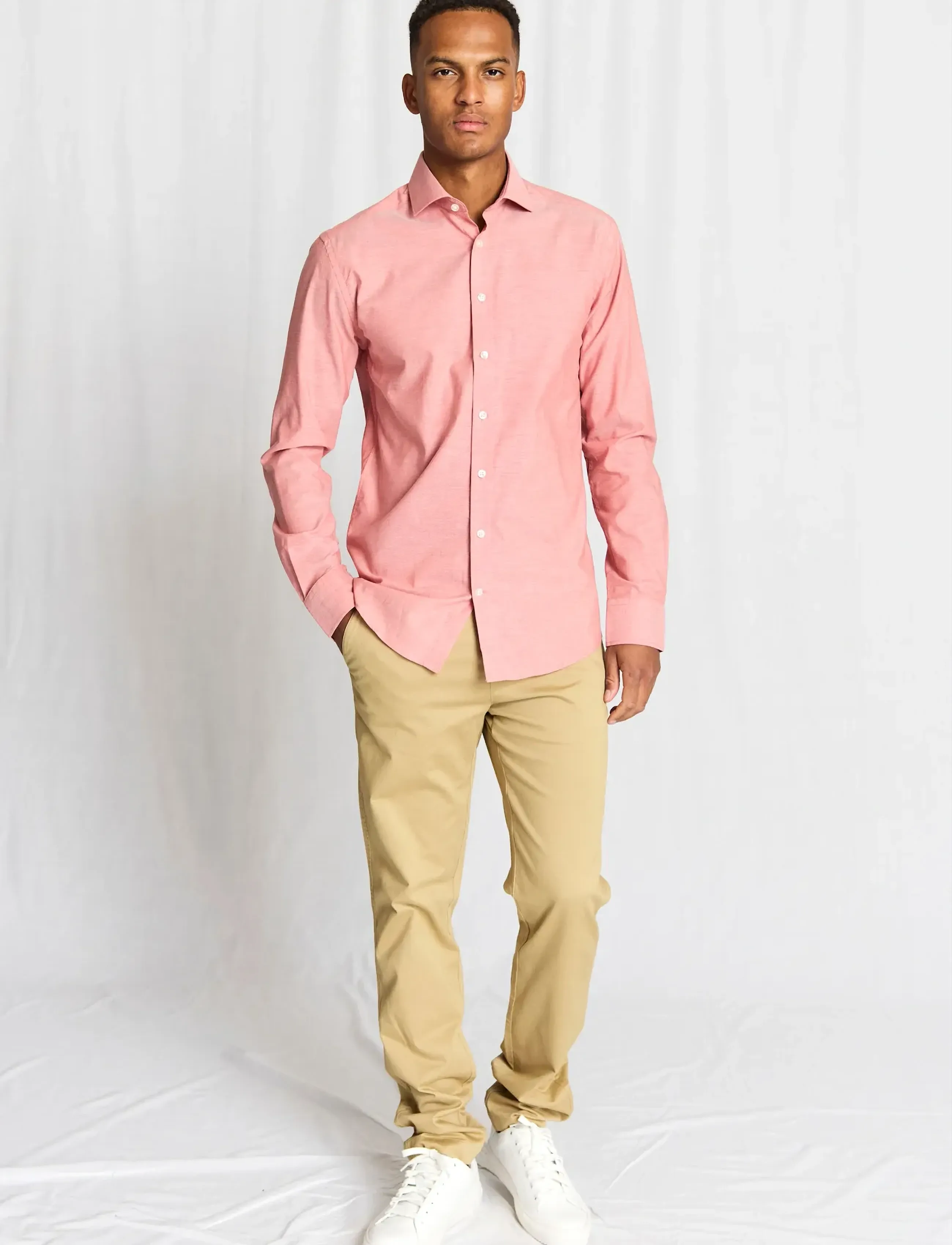 Bruun & Stengade BS Reinkind Slim Fit Shirt - Kollektioner - DUSTY CLAY / pink/rose