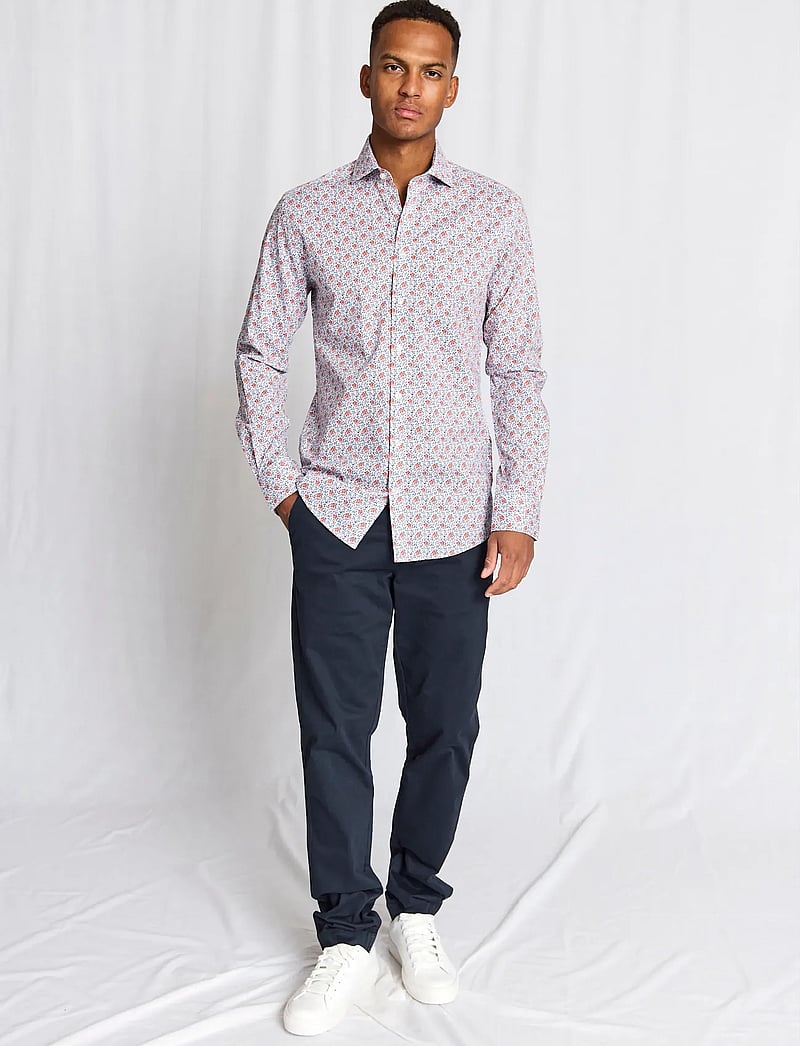 Bruun & Stengade - BS Moller Slim Fit Shirt - hemden mit muster - orange - 0