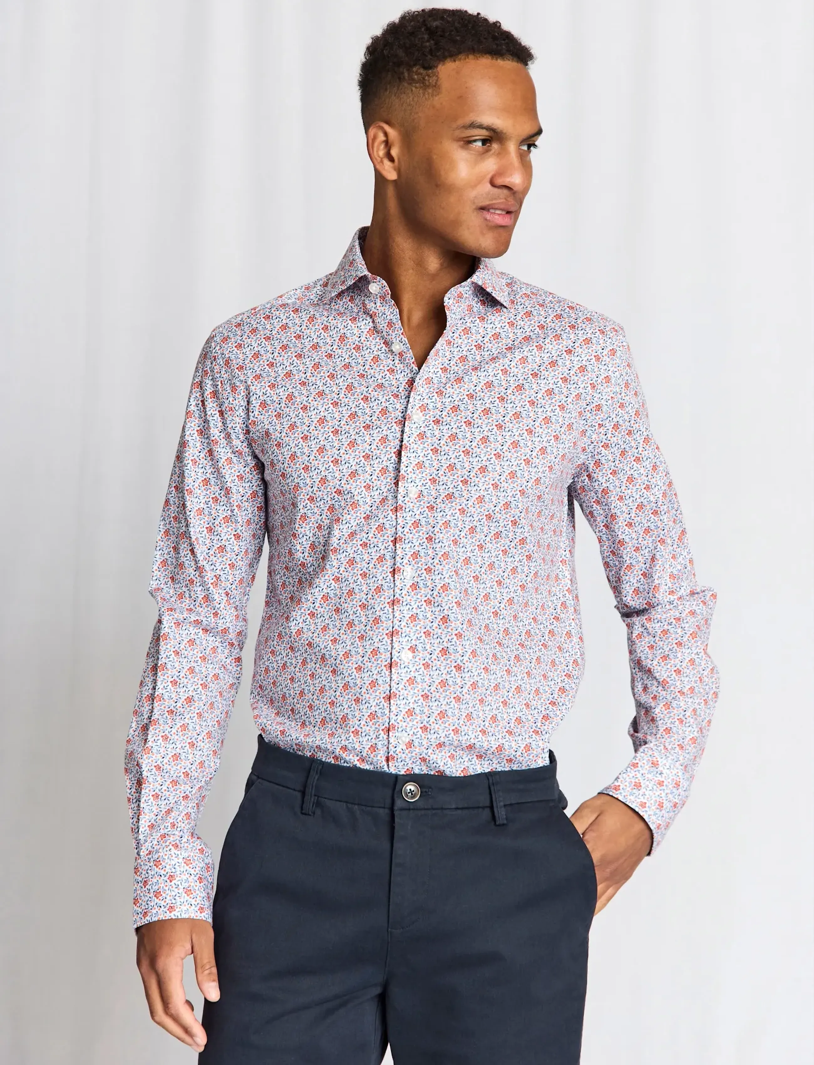 Bruun & Stengade - BS Moller Slim Fit Shirt - mustriga särgid - orange - 3