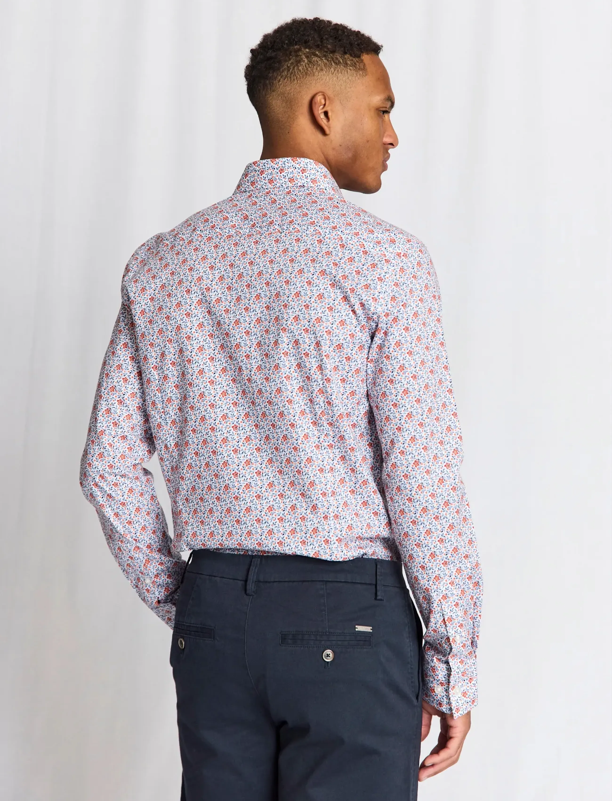 Bruun & Stengade - BS Moller Slim Fit Shirt - mustriga särgid - orange - 4
