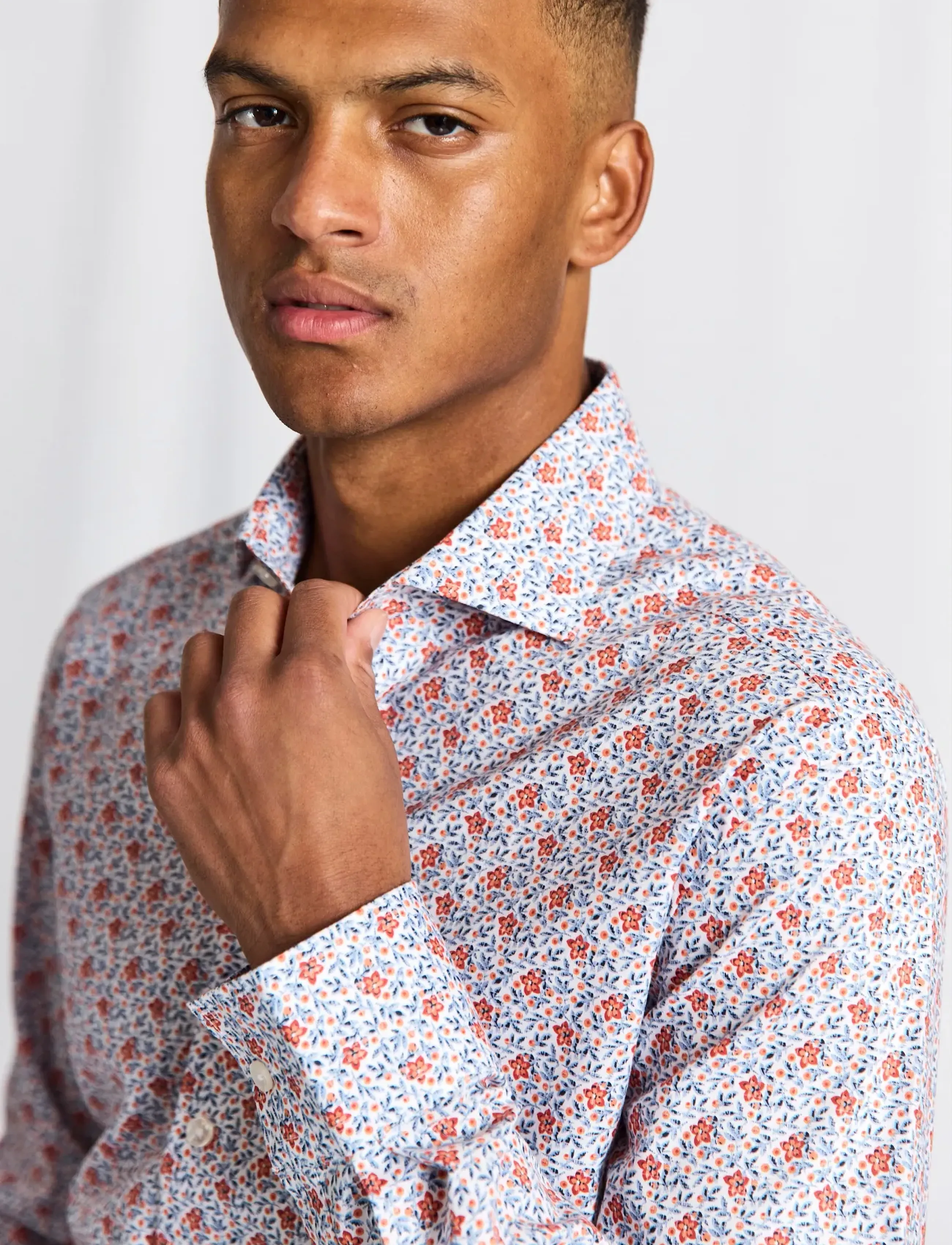 Bruun & Stengade - BS Moller Slim Fit Shirt - mustriga särgid - orange - 5