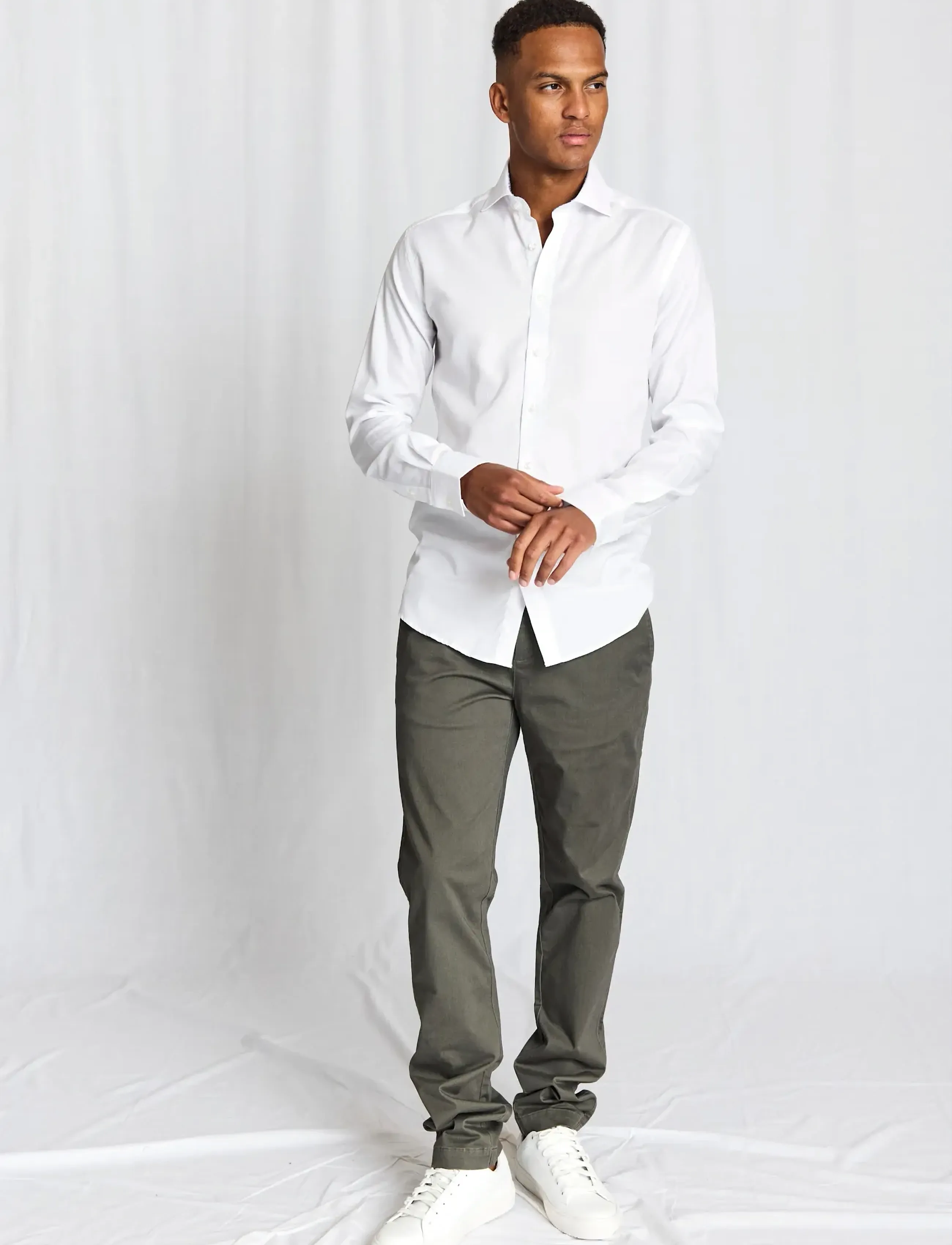 Bruun & Stengade BS Albin Slim Fit Shirt - Kollektioner - WHITE / white