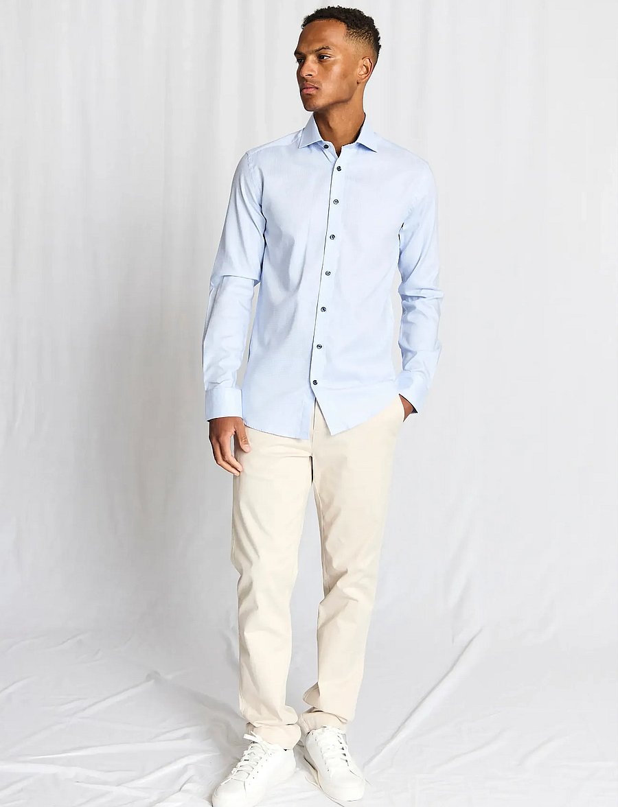 Bruun & Stengade - BS Ugalde Slim Fit Shirt - kostymskjortor - light blue - 3