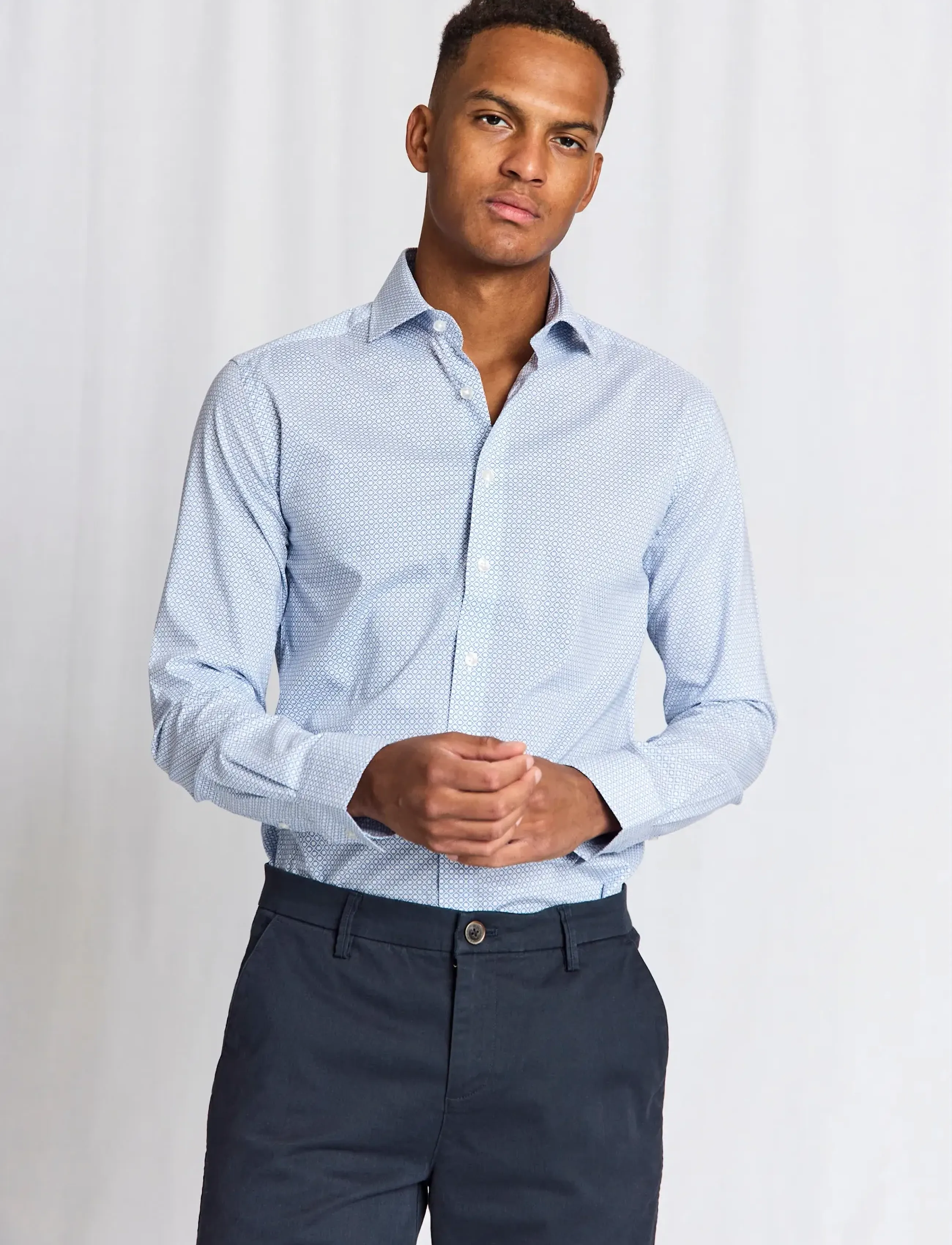 Bruun & Stengade - BS Marsenic Slim Fit Shirt - mønstrede skjorter - blue - 3