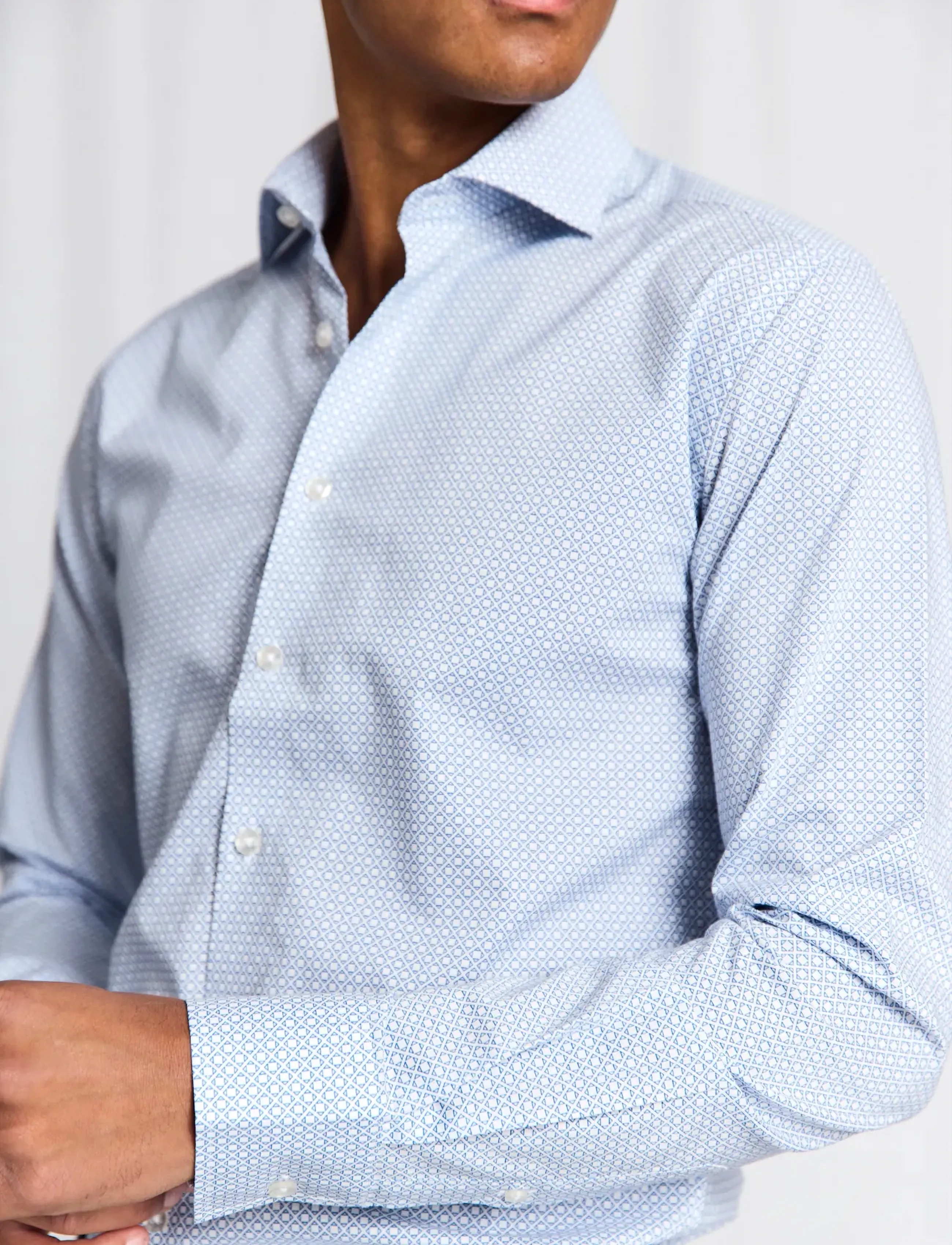 Bruun & Stengade - BS Marsenic Slim Fit Shirt - mønstrede skjorter - blue - 4