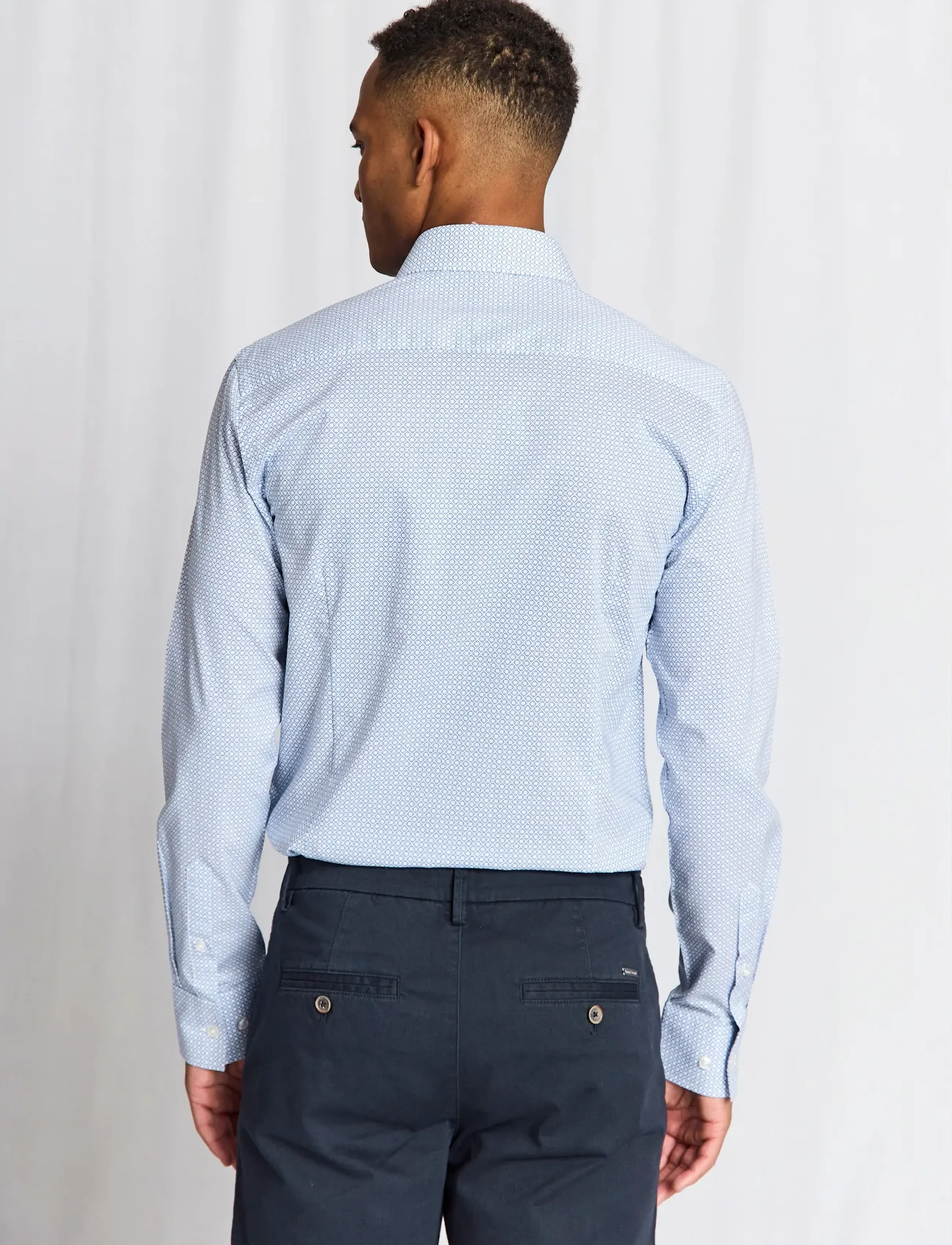 Bruun & Stengade - BS Marsenic Slim Fit Shirt - mønstrede skjorter - blue - 5