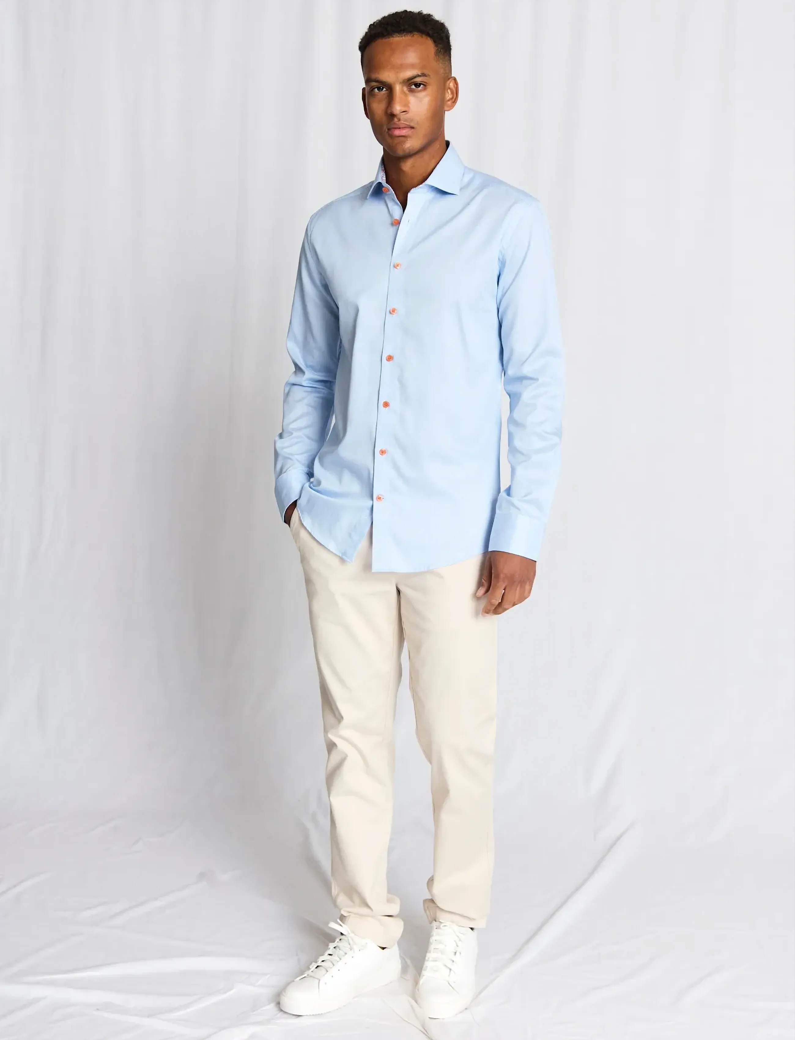 Bruun & Stengade BS Wael Slim Fit Shirt - Nyheter - LIGHT BLUE/WHITE / blue