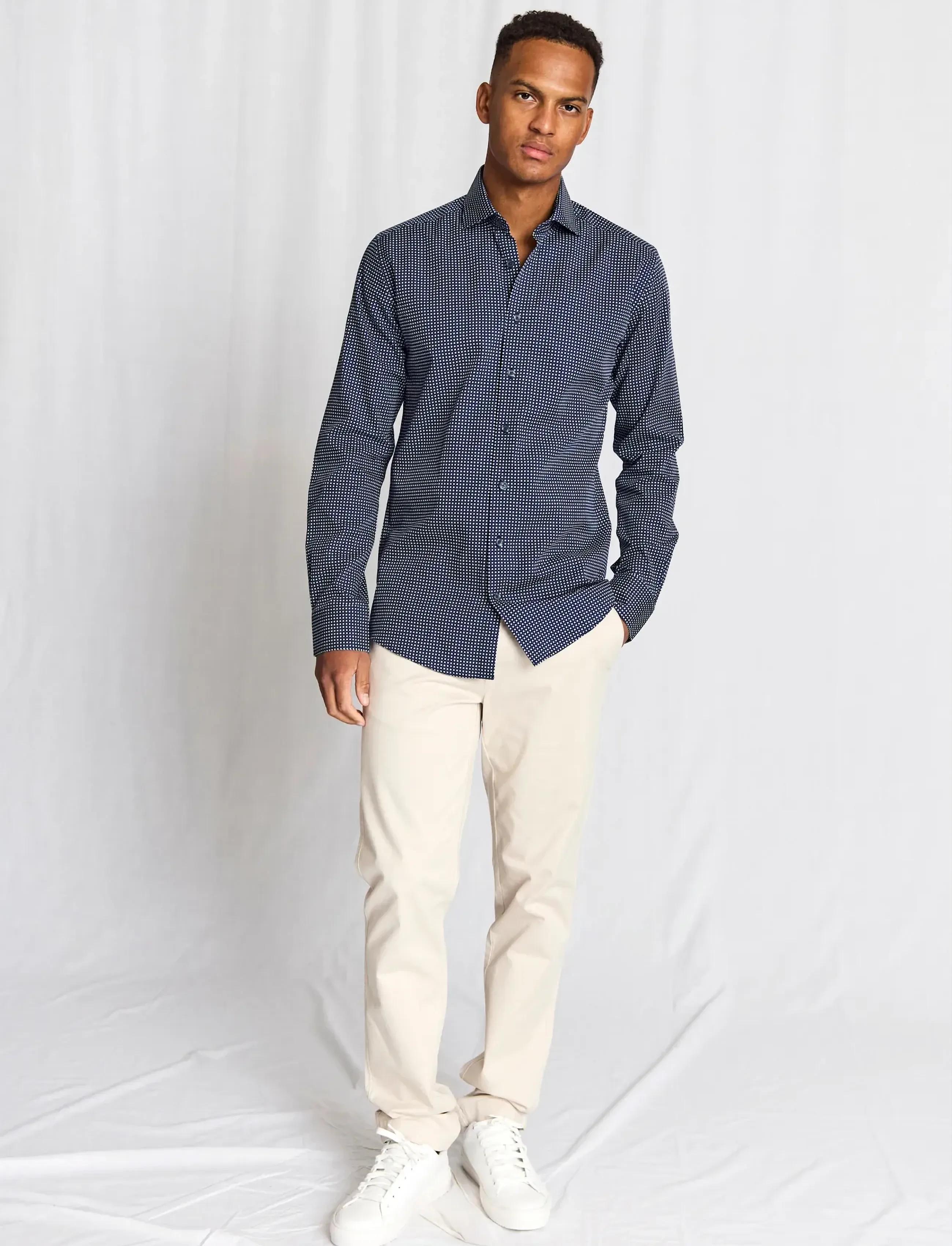 Bruun & Stengade BS Karalek Slim Fit Shirt - Skjorter - NAVY / navy