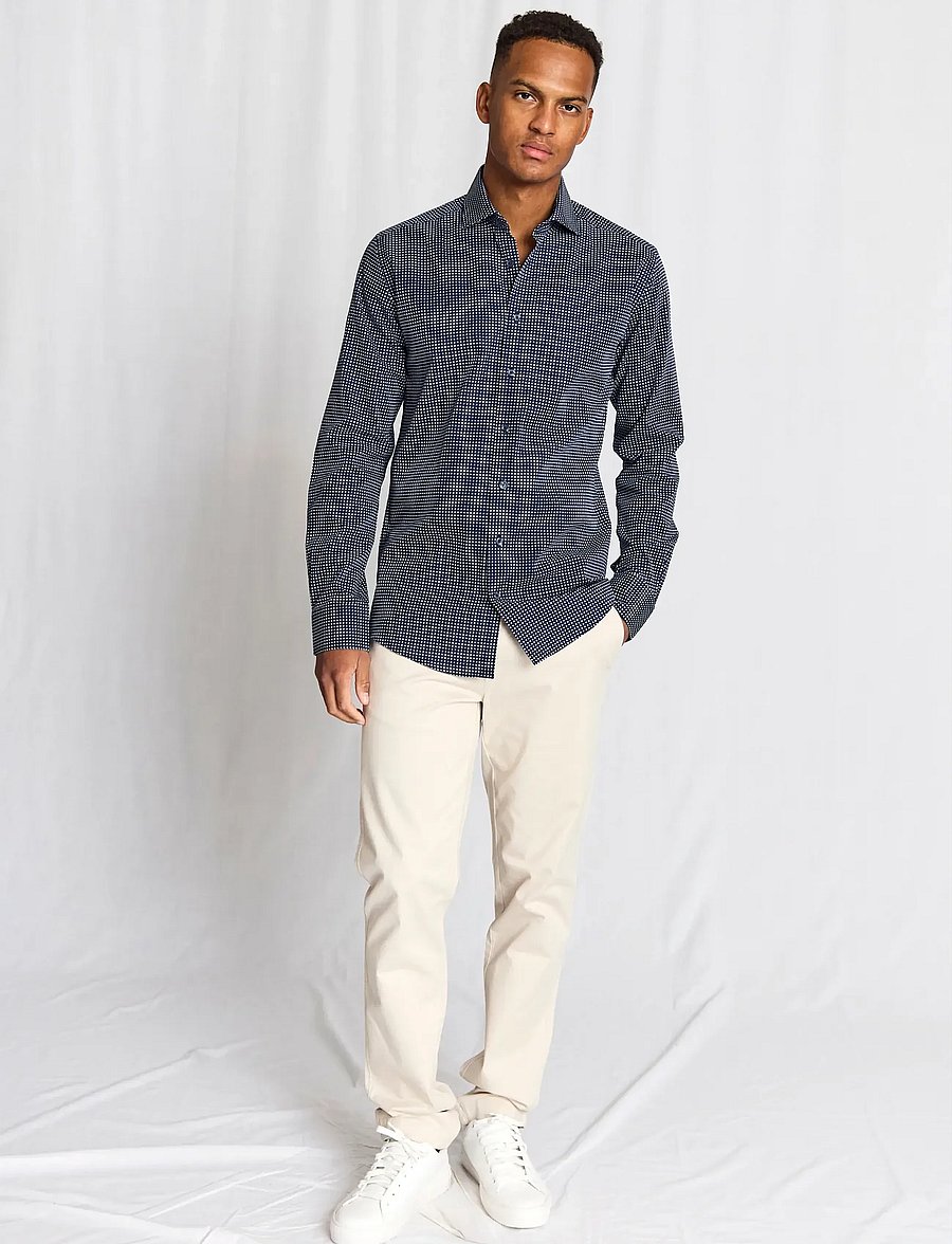 Bruun & Stengade - BS Karalek Slim Fit Shirt - mustriga särgid - navy - 0