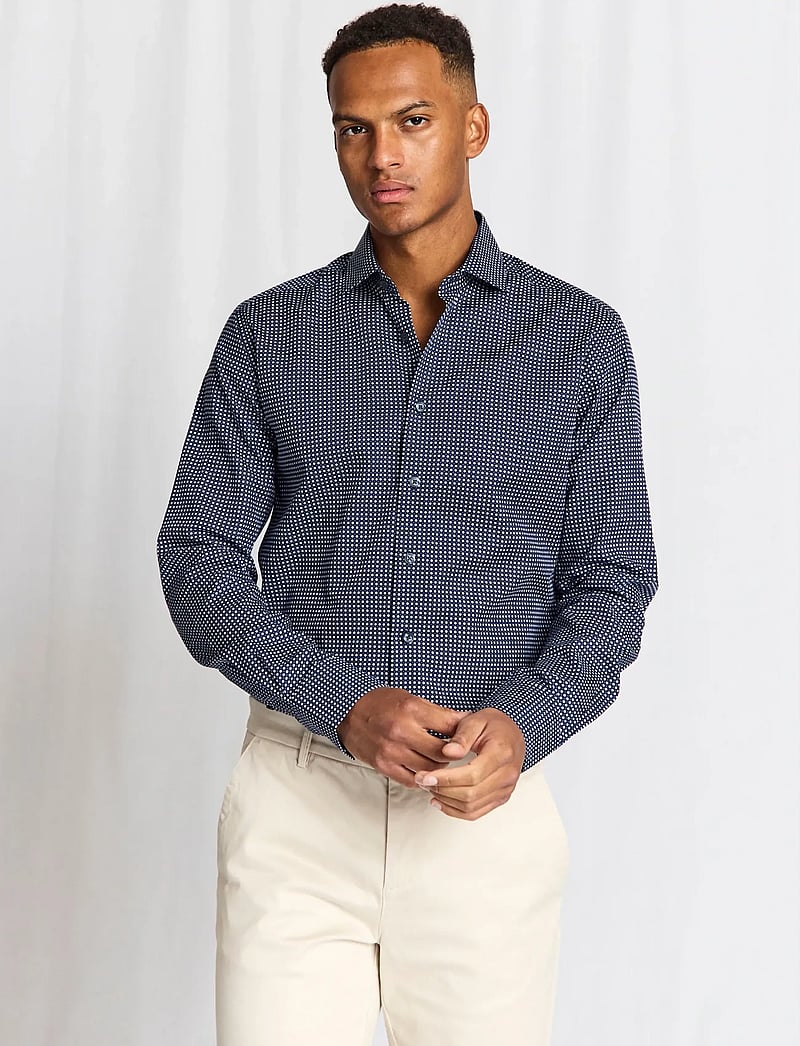 Bruun & Stengade - BS Karalek Slim Fit Shirt - hemden mit muster - navy - 3