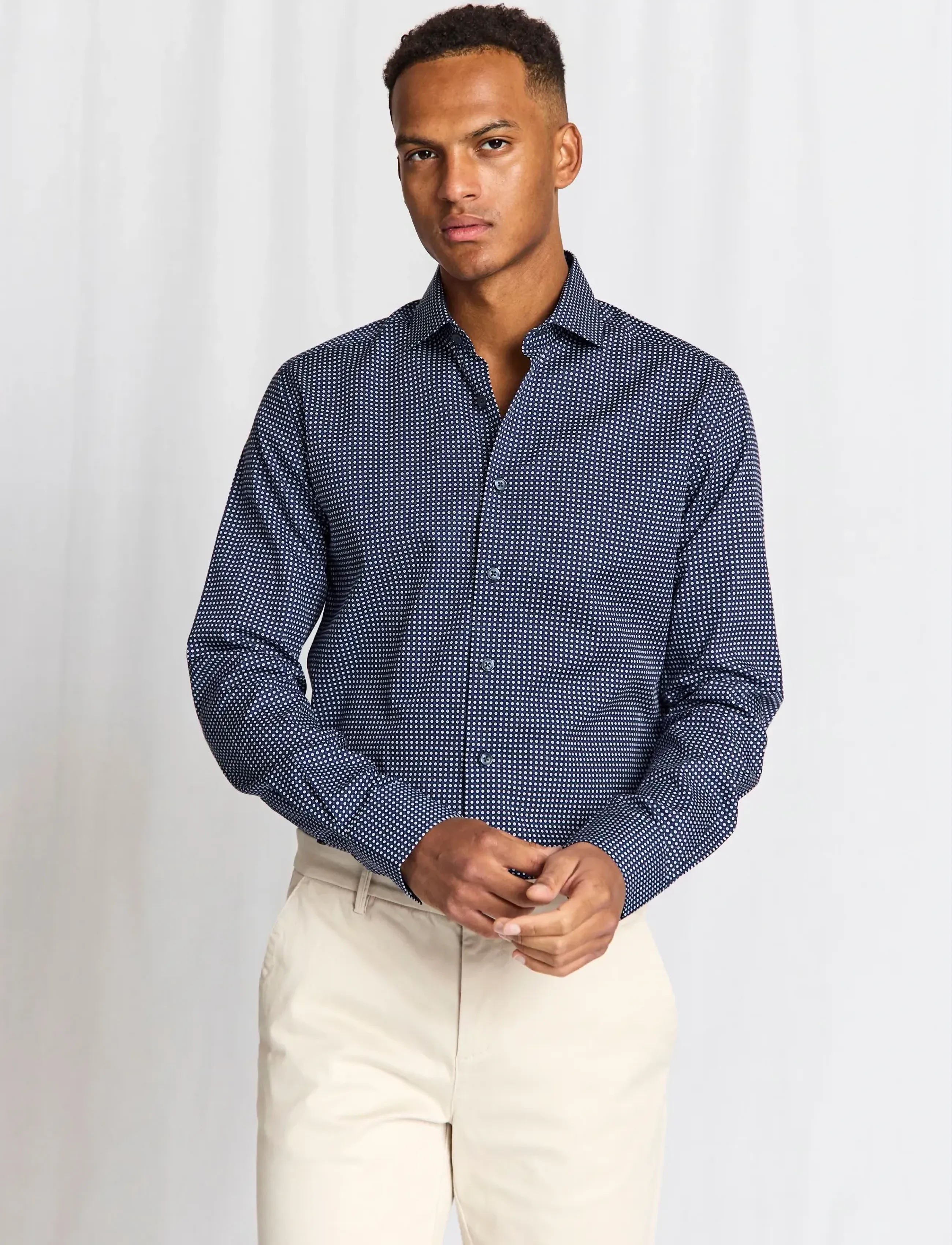 Bruun & Stengade - BS Karalek Slim Fit Shirt - mønstrede skjorter - navy - 3