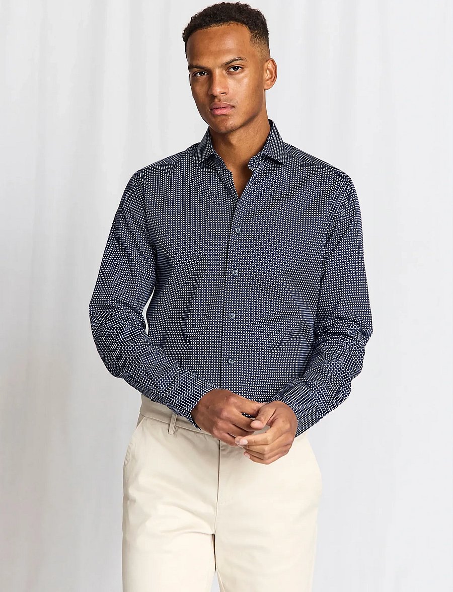 Bruun & Stengade - BS Karalek Slim Fit Shirt - mustriga särgid - navy - 3