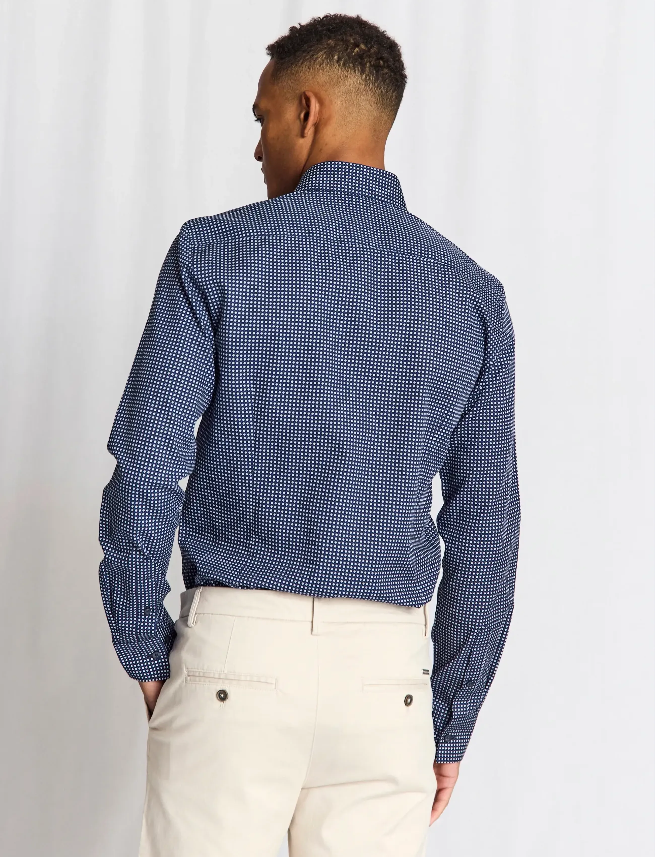 Bruun & Stengade - BS Karalek Slim Fit Shirt - mønstrede skjorter - navy - 4