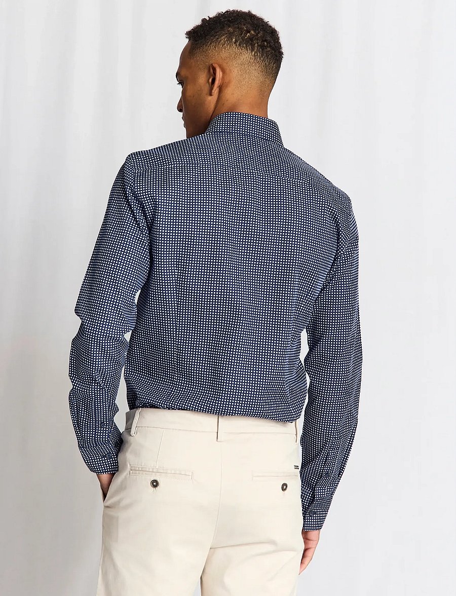 Bruun & Stengade - BS Karalek Slim Fit Shirt - mustriga särgid - navy - 4
