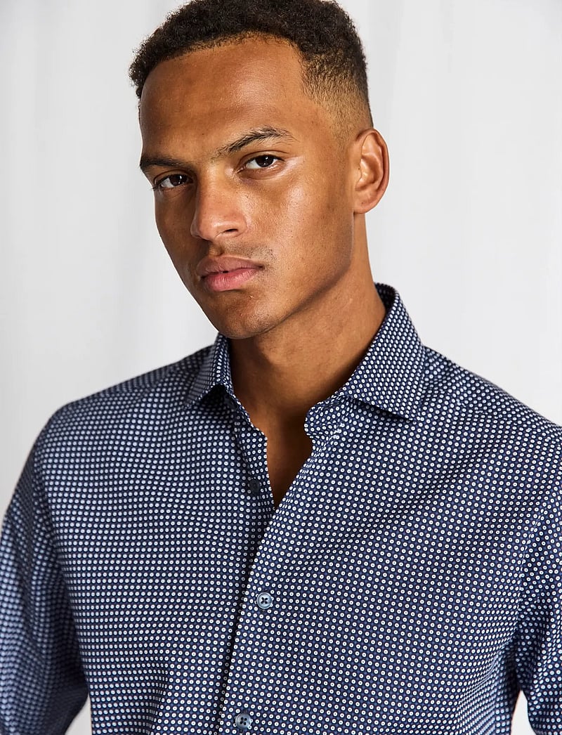 Bruun & Stengade - BS Karalek Slim Fit Shirt - hemden mit muster - navy - 5