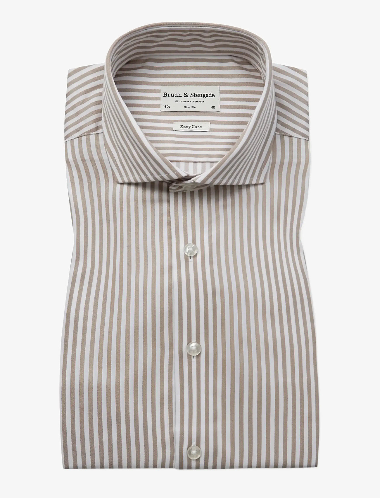 Bruun & Stengade - BS Kunkel Slim Fit Shirt - gestreifte hemden - sand/white - 1