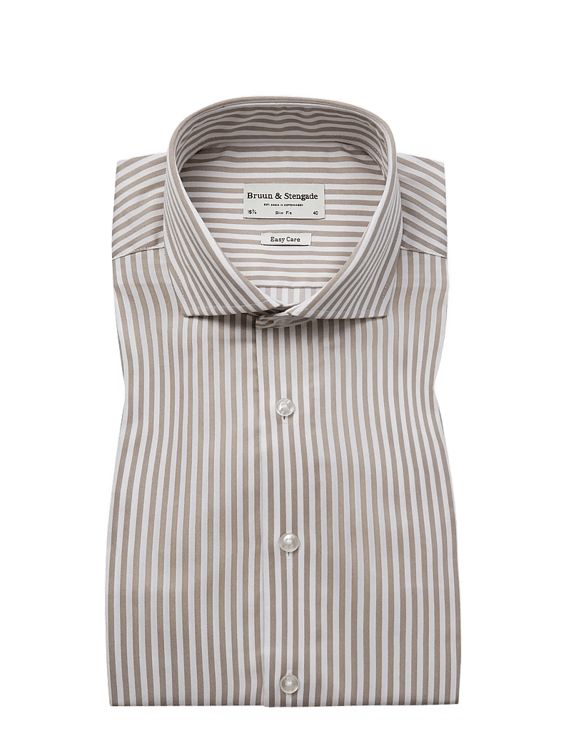 Bruun & Stengade - BS Kunkel Slim Fit Shirt - gestreifte hemden - sand/white - 1