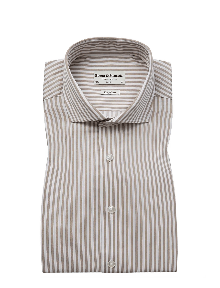 Bruun & Stengade - BS Kunkel Slim Fit Shirt - gestreifte hemden - sand/white - 1