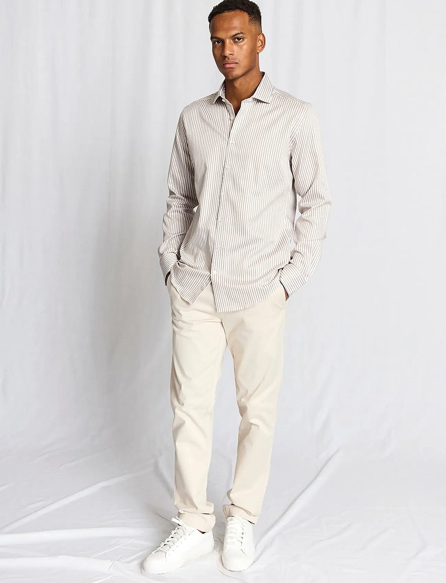 Bruun & Stengade - BS Kunkel Slim Fit Shirt - gestreifte hemden - sand/white - 0