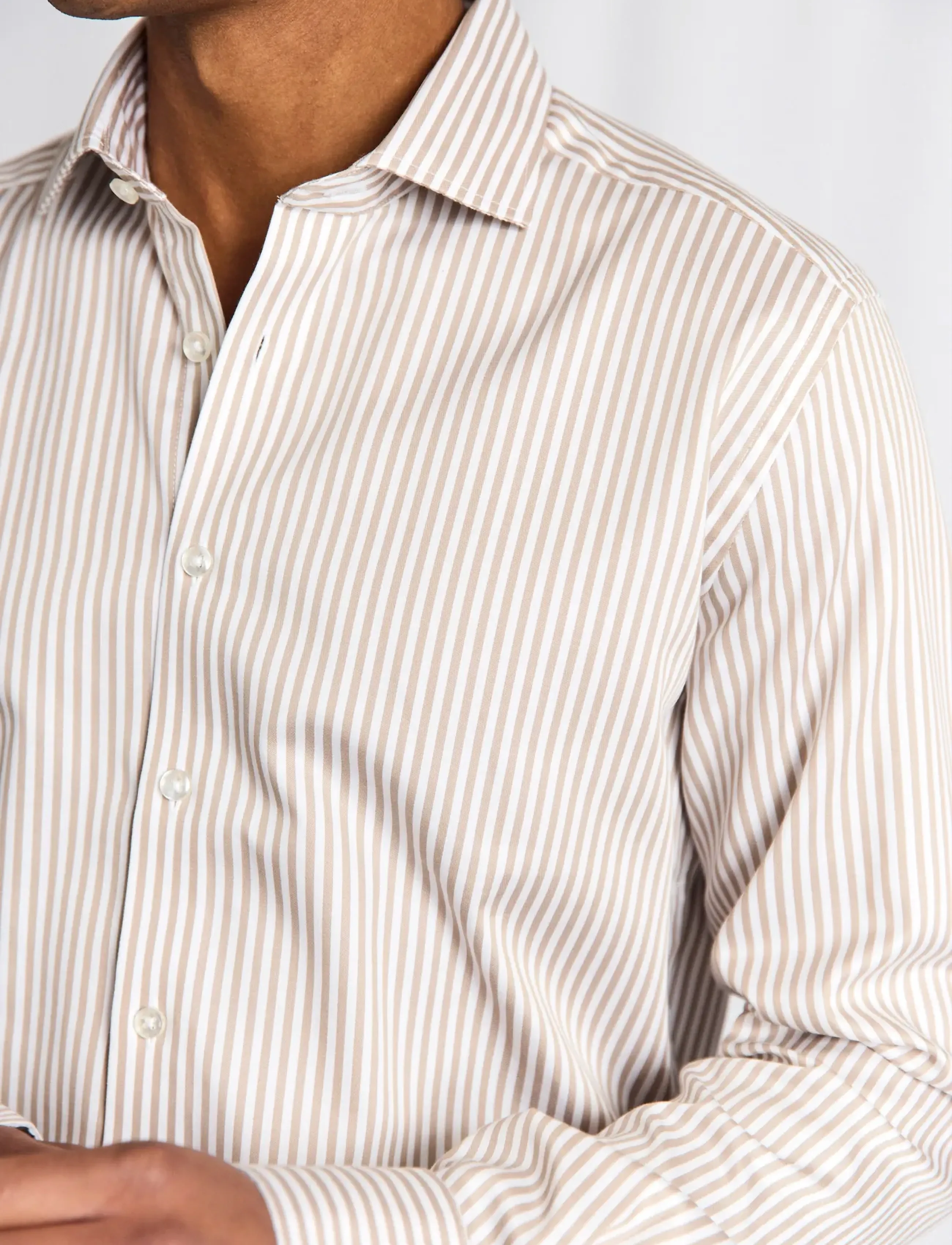 Bruun & Stengade - BS Kunkel Slim Fit Shirt - röndóttar skyrtur - sand/white - 2