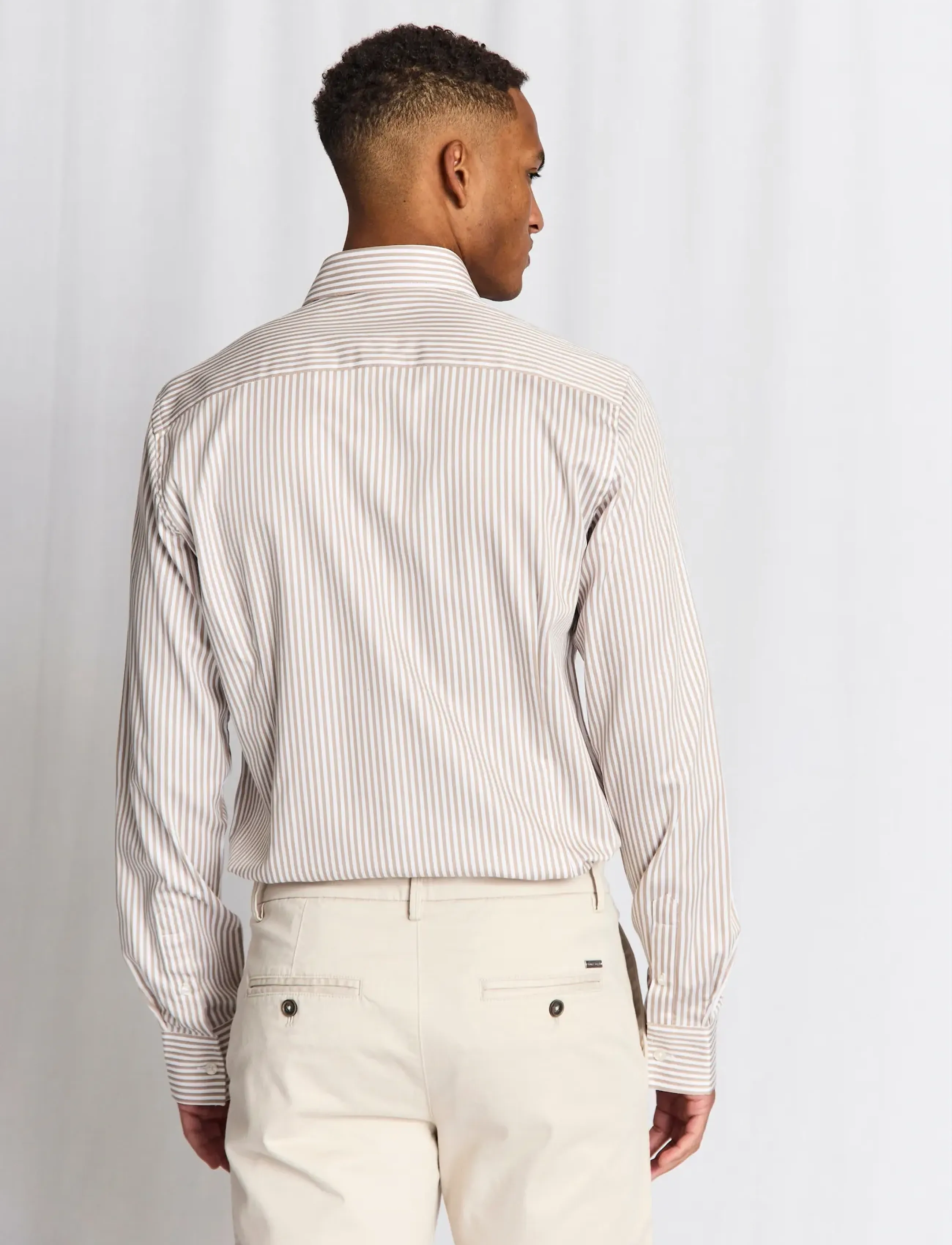 Bruun & Stengade - BS Kunkel Slim Fit Shirt - röndóttar skyrtur - sand/white - 3