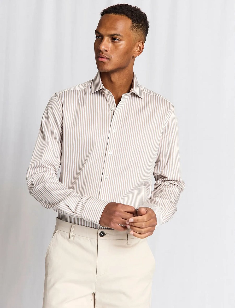 Bruun & Stengade - BS Kunkel Slim Fit Shirt - gestreifte hemden - sand/white - 4