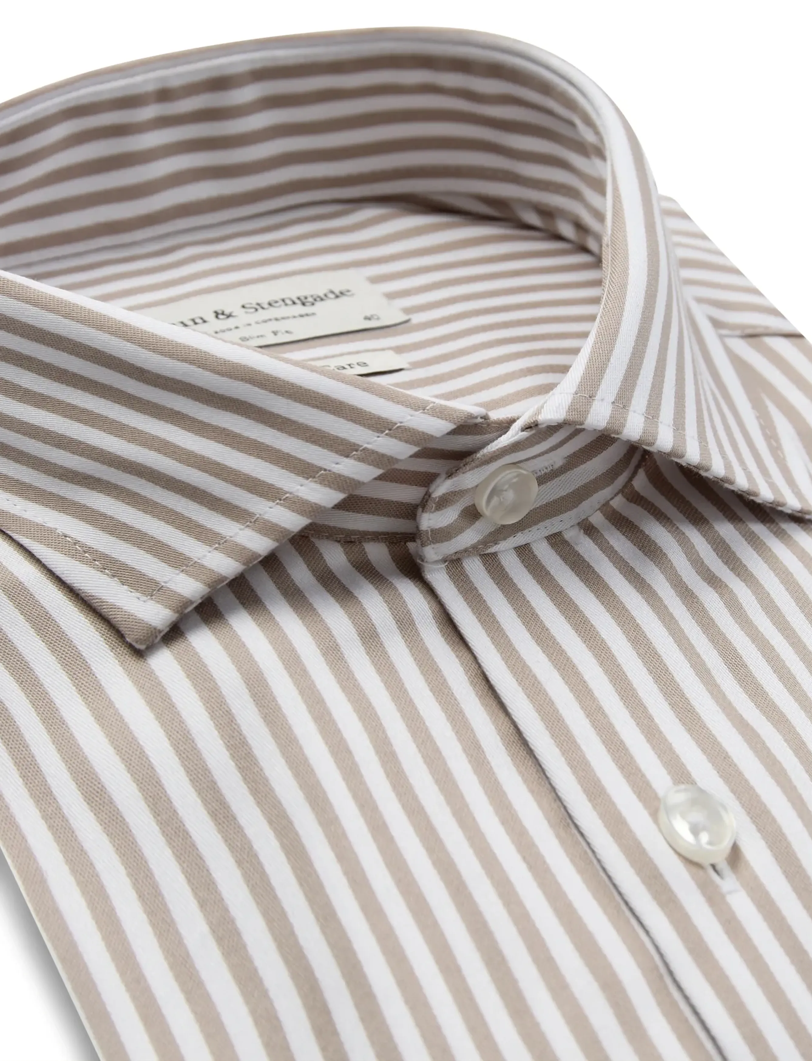 Bruun & Stengade - BS Kunkel Slim Fit Shirt - röndóttar skyrtur - sand/white - 5