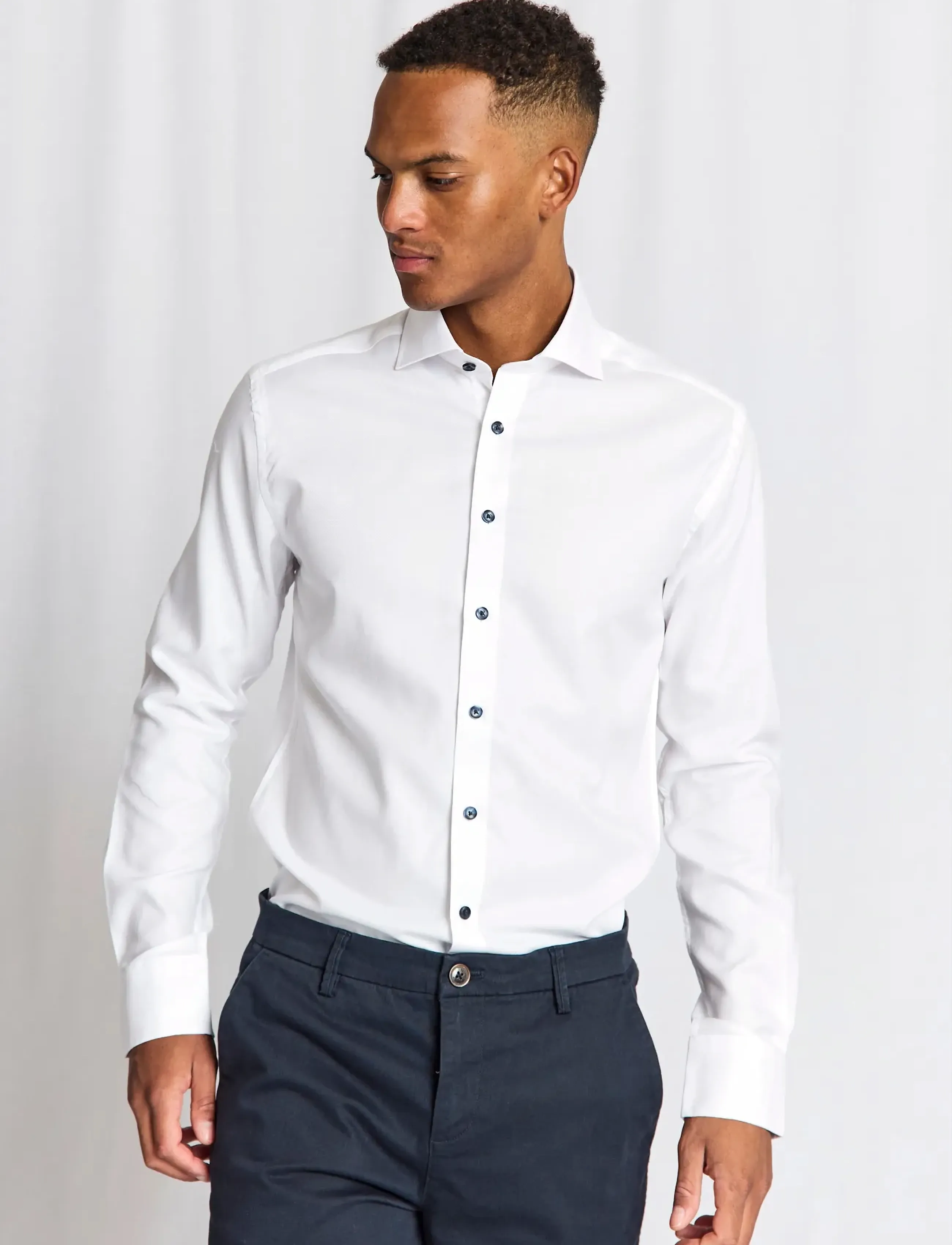 Bruun & Stengade Bs Skube Slim Fit Shirt, 42, Shirts, Weiß - Business Männerswear