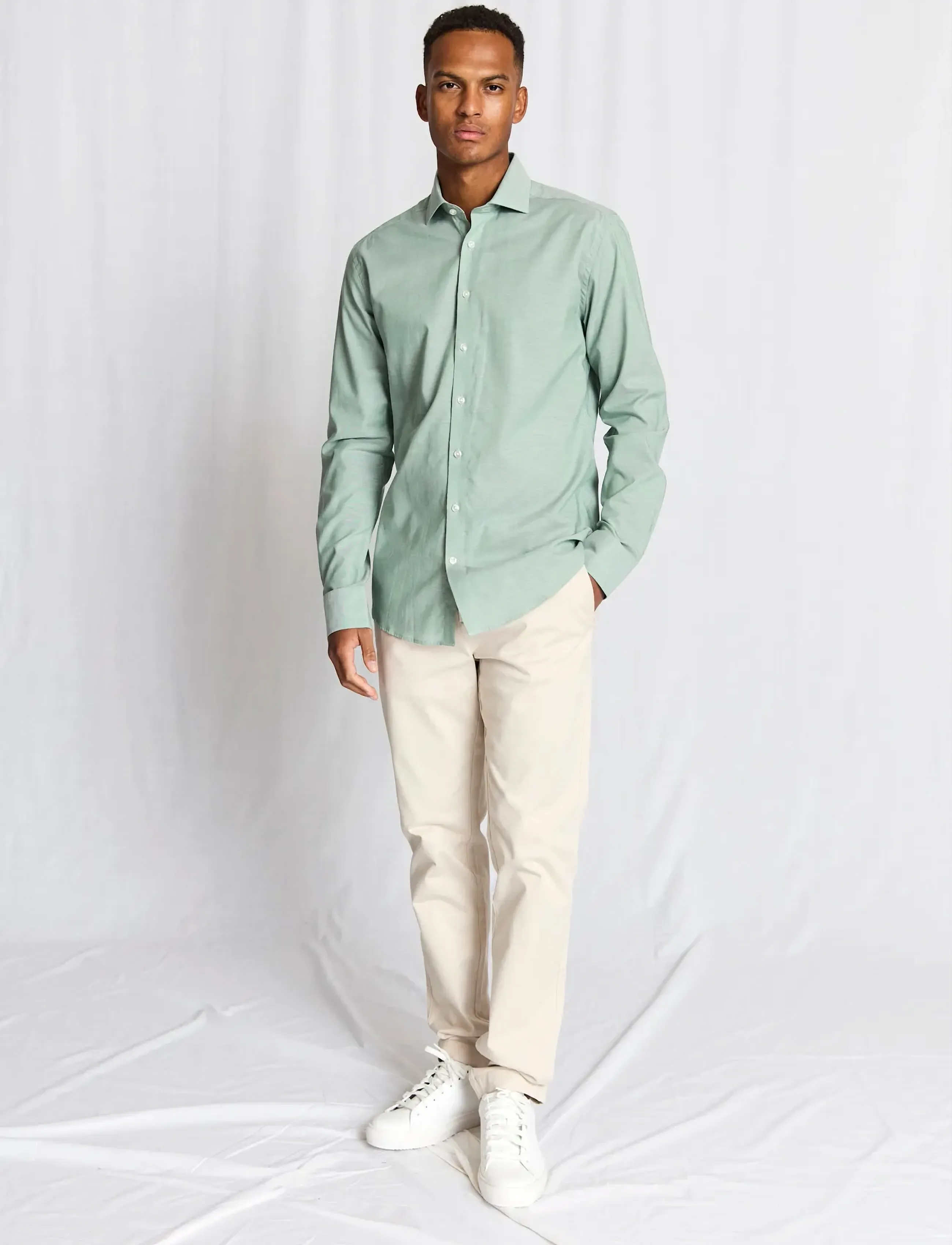 Bruun & Stengade Bs Jorge Slim Fit Shirt, Mænd, Slim Fit Skjorte, Grøn, Str: 40