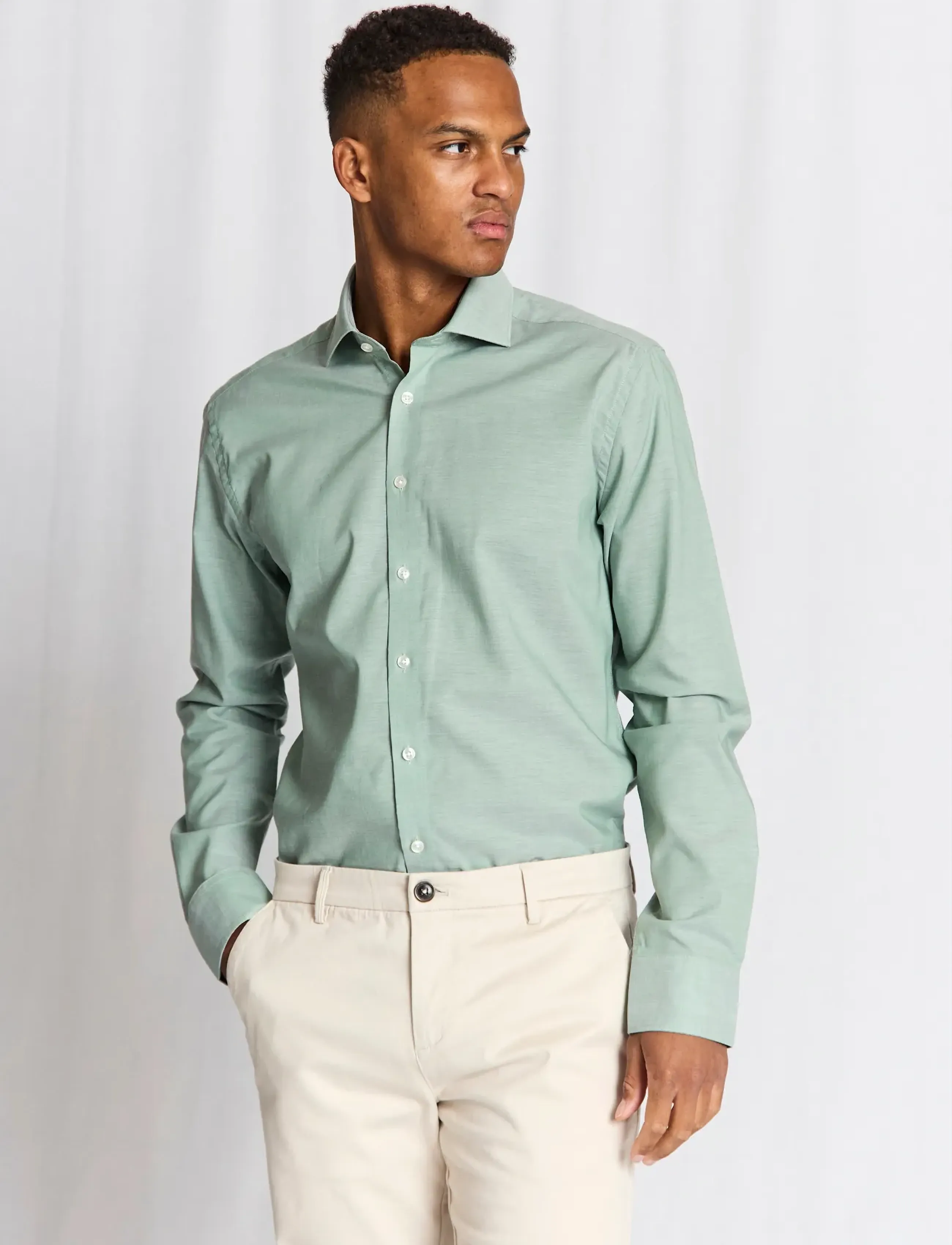 Bruun & Stengade - BS Jorge Slim Fit Shirt - pidulikud särgid - green - 2