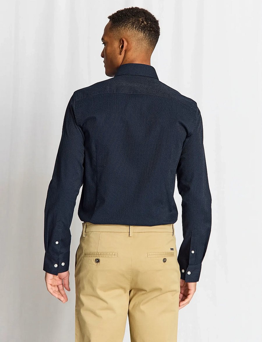 Bruun & Stengade - BS Hansen Slim Fit Shirt - mönstrade skjortor - navy - 2