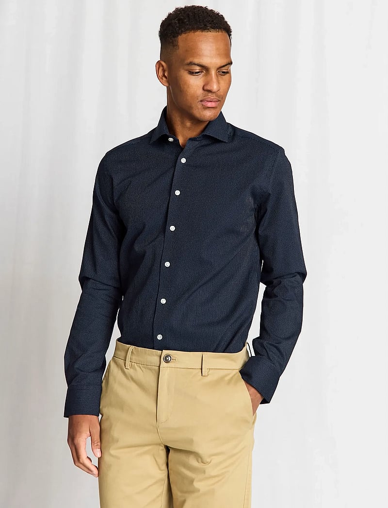 Bruun & Stengade - BS Hansen Slim Fit Shirt - mustriga särgid - navy - 4