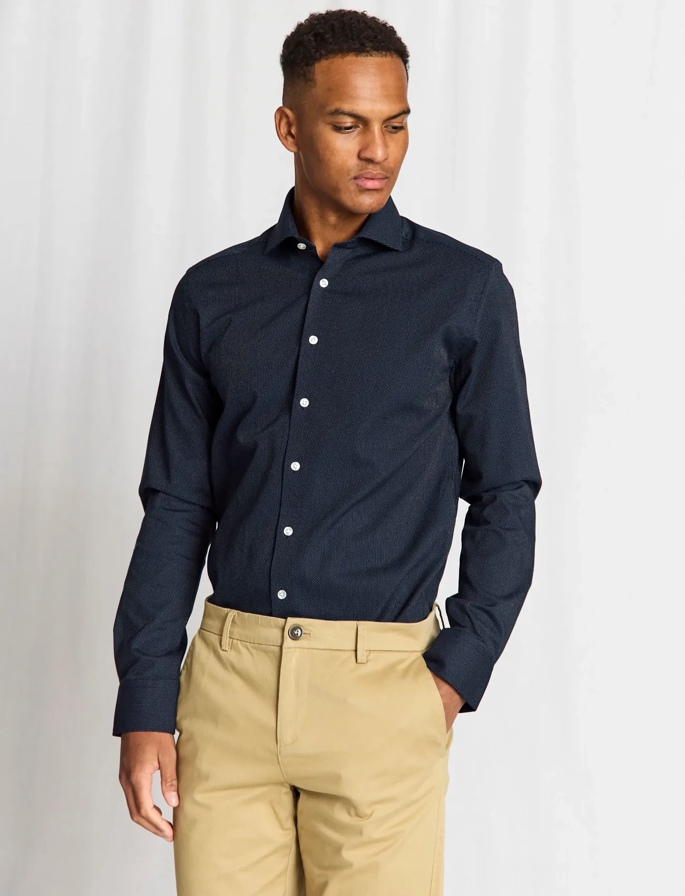 Bruun & Stengade - BS Hansen Slim Fit Shirt - pattern shirts - navy - 4