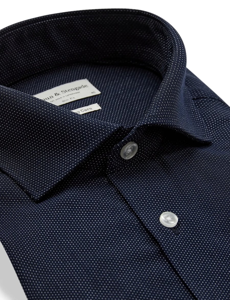 Bruun & Stengade - BS Hansen Slim Fit Shirt - mönstrade skjortor - navy - 5