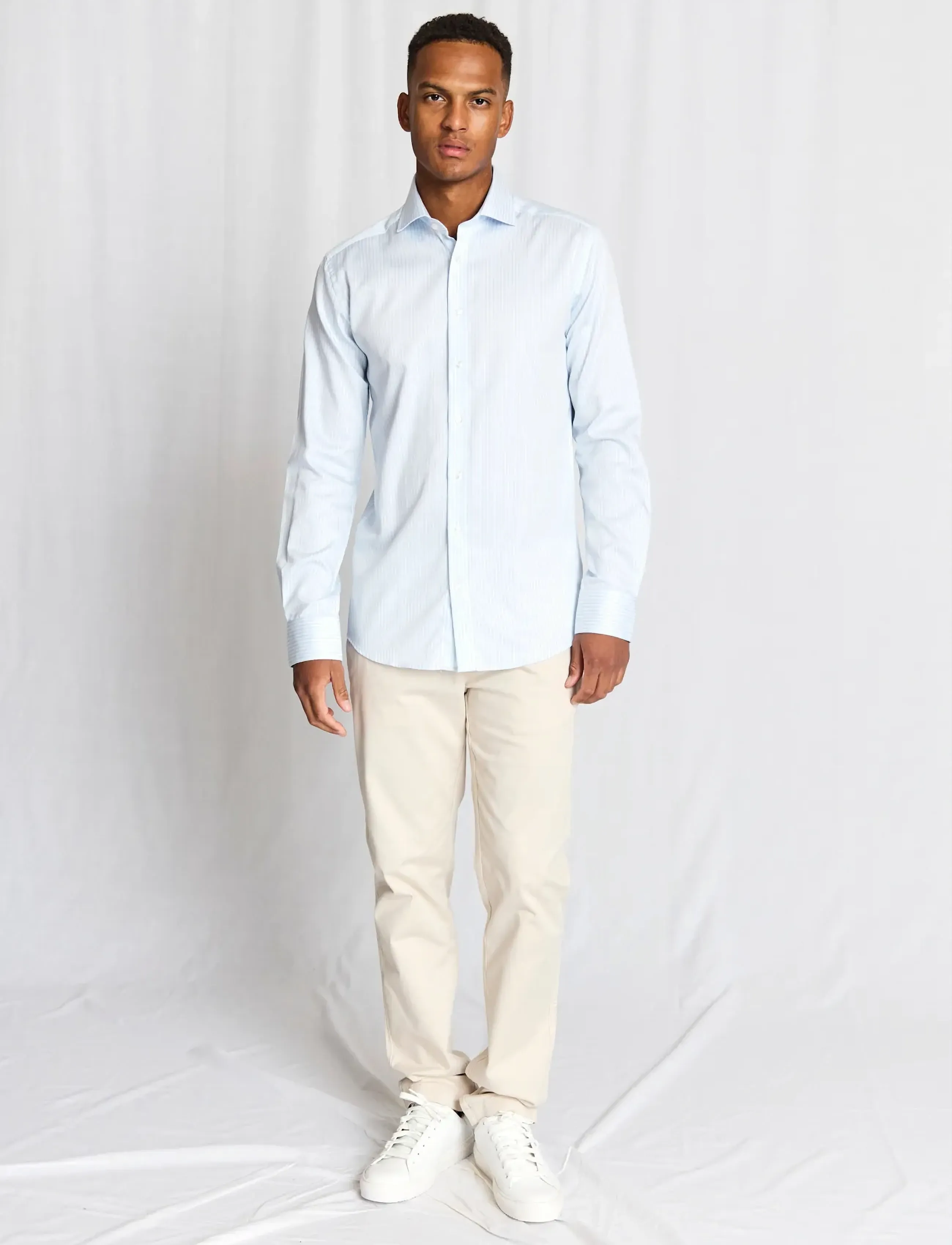 Bruun & Stengade BS Bannour Modern Fit Shirt - Kollektioner - LIGHT BLUE/WHITE / blue
