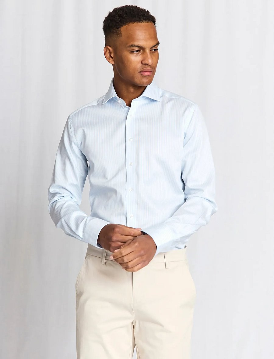 Bruun & Stengade - BS Bannour Modern Fit Shirt - striped shirts - light blue/white - 5